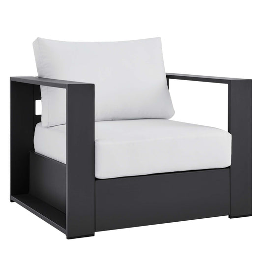 Tahlor Alfresco Powder-Coated Aluminum Armchair, Gray & White
