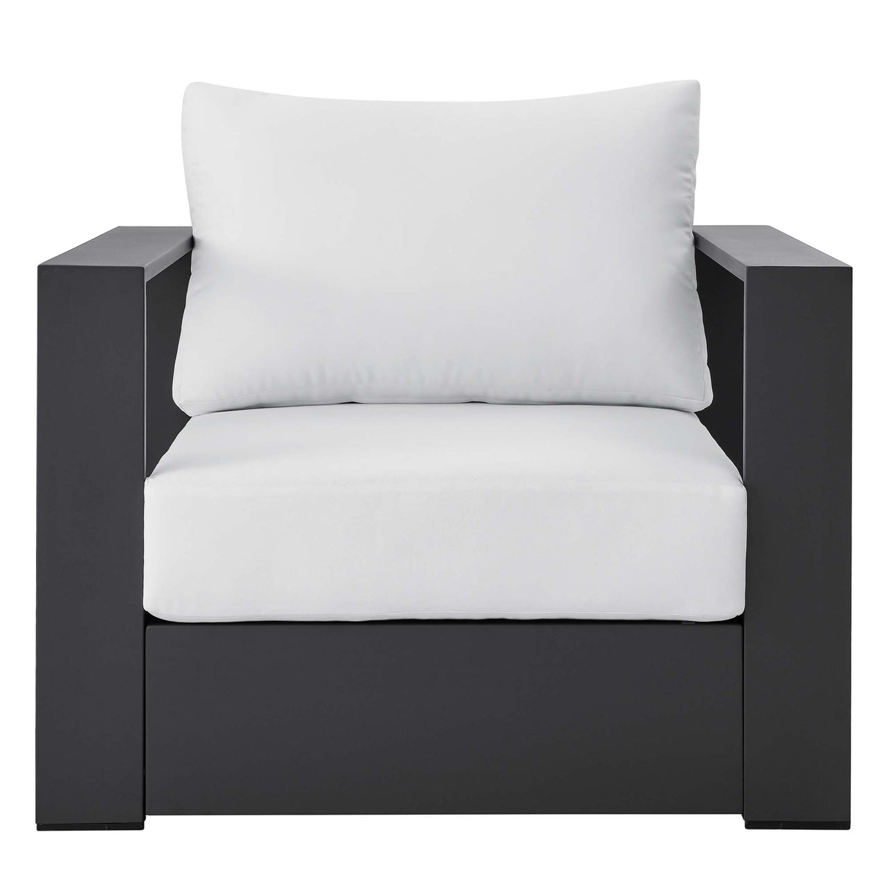 Tahlor Alfresco Powder-Coated Aluminum Armchair, Gray & White