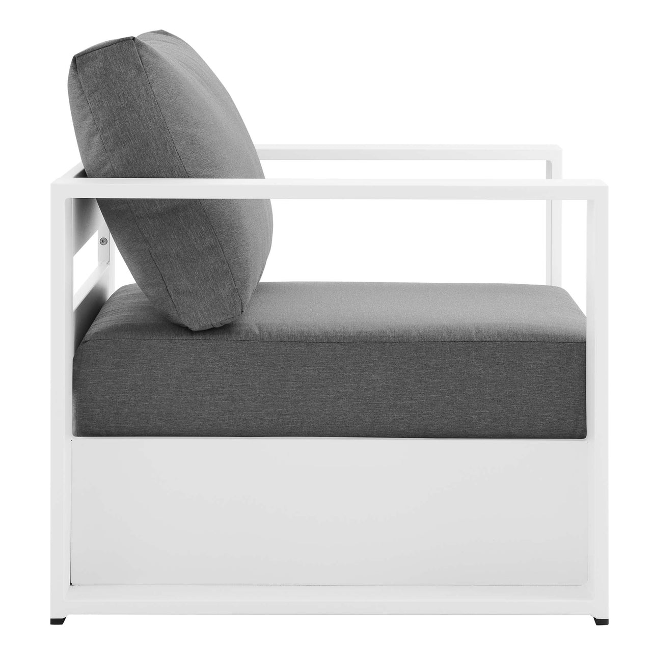 Tahlor Alfresco Powder-Coated Aluminum Armchair, White & Charcoal