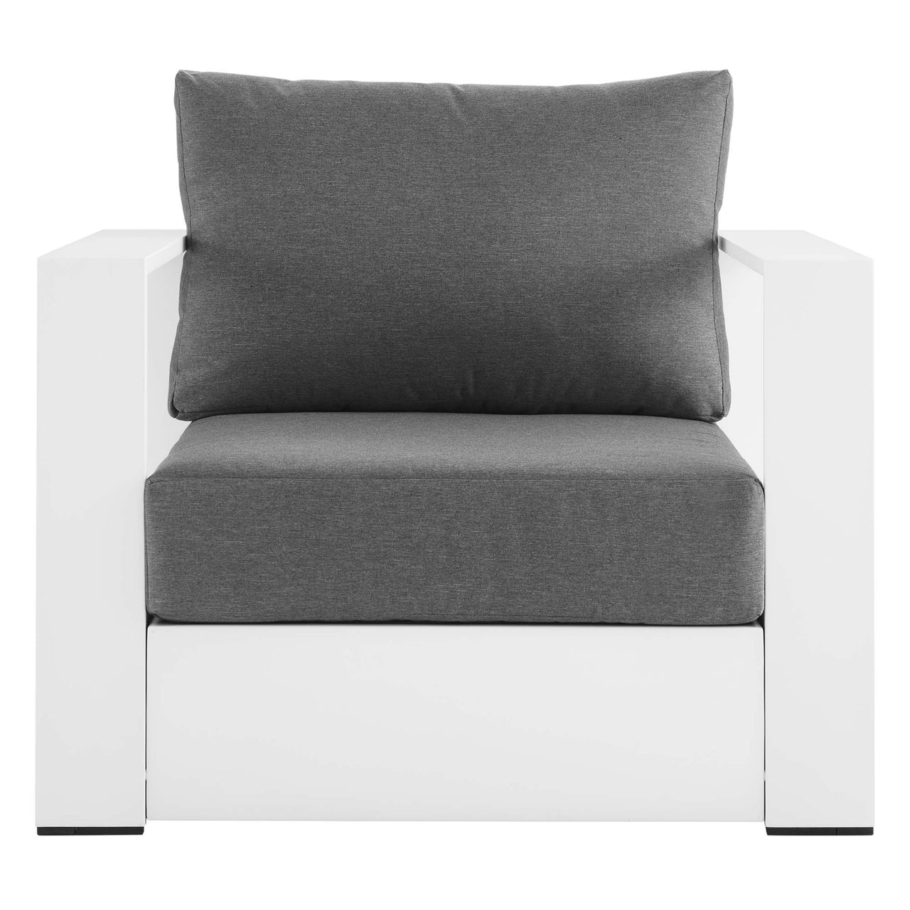 Tahlor Alfresco Powder-Coated Aluminum Armchair, White & Charcoal