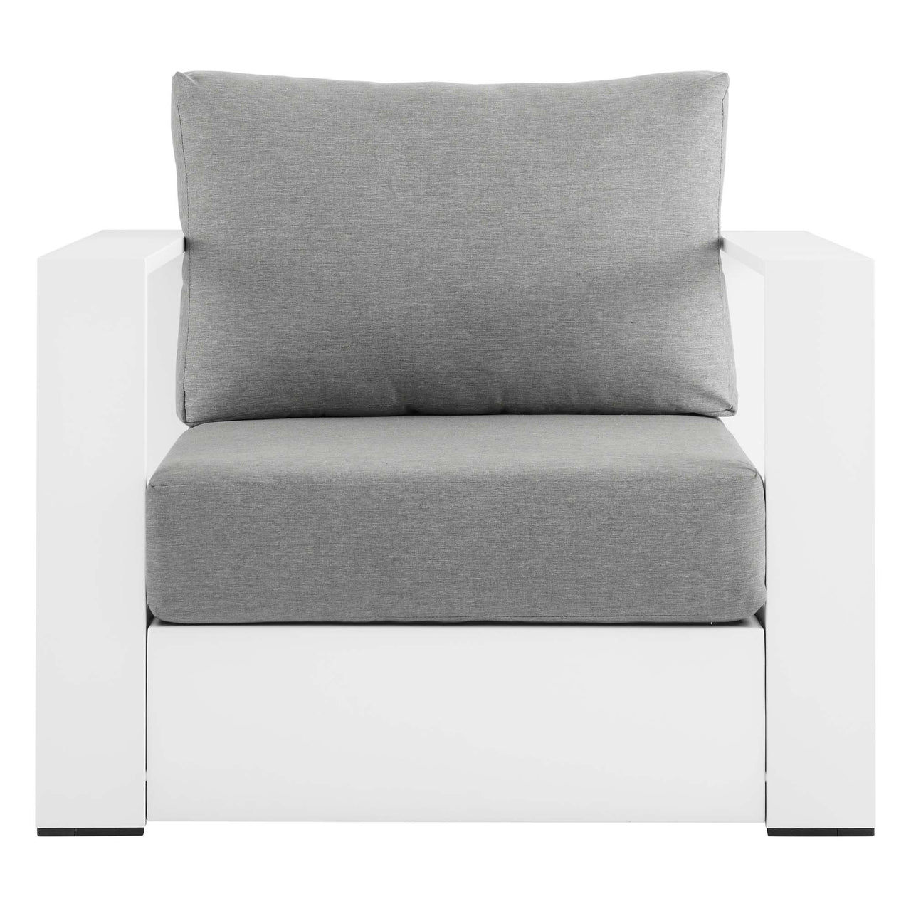 Tahlor Alfresco Powder-Coated Aluminum Armchair, White & Gray