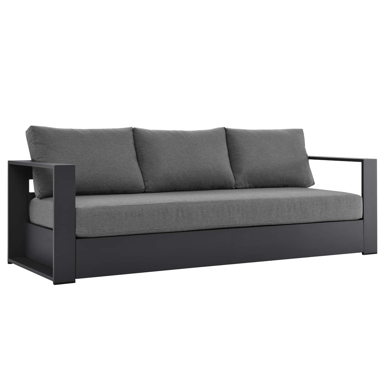 Tahlor Alfresco Powder-Coated Aluminum Sofa, Gray & Charcoal