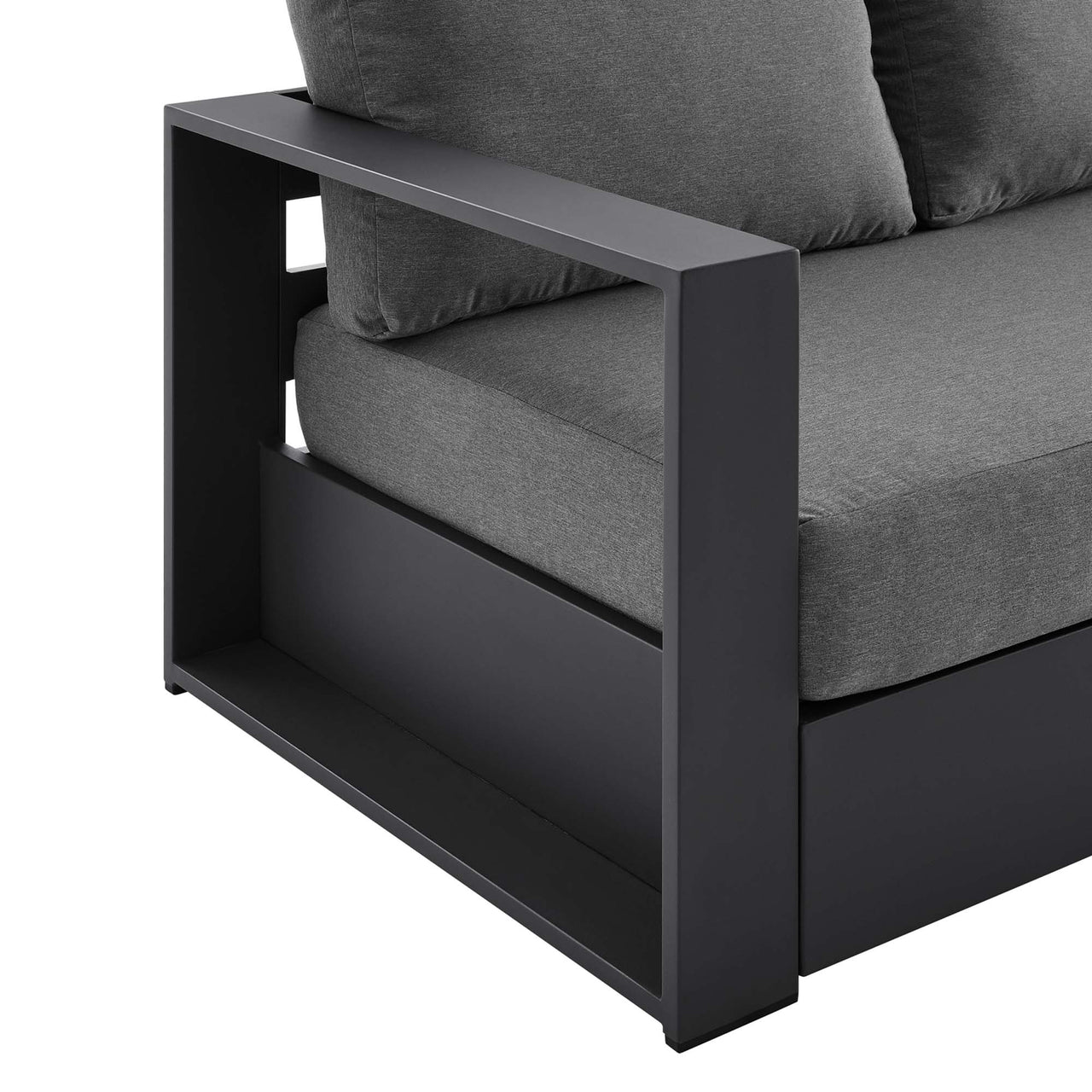 Tahlor Alfresco Powder-Coated Aluminum Sofa, Gray & Charcoal