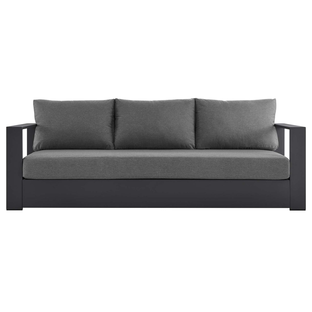 Tahlor Alfresco Powder-Coated Aluminum Sofa, Gray & Charcoal