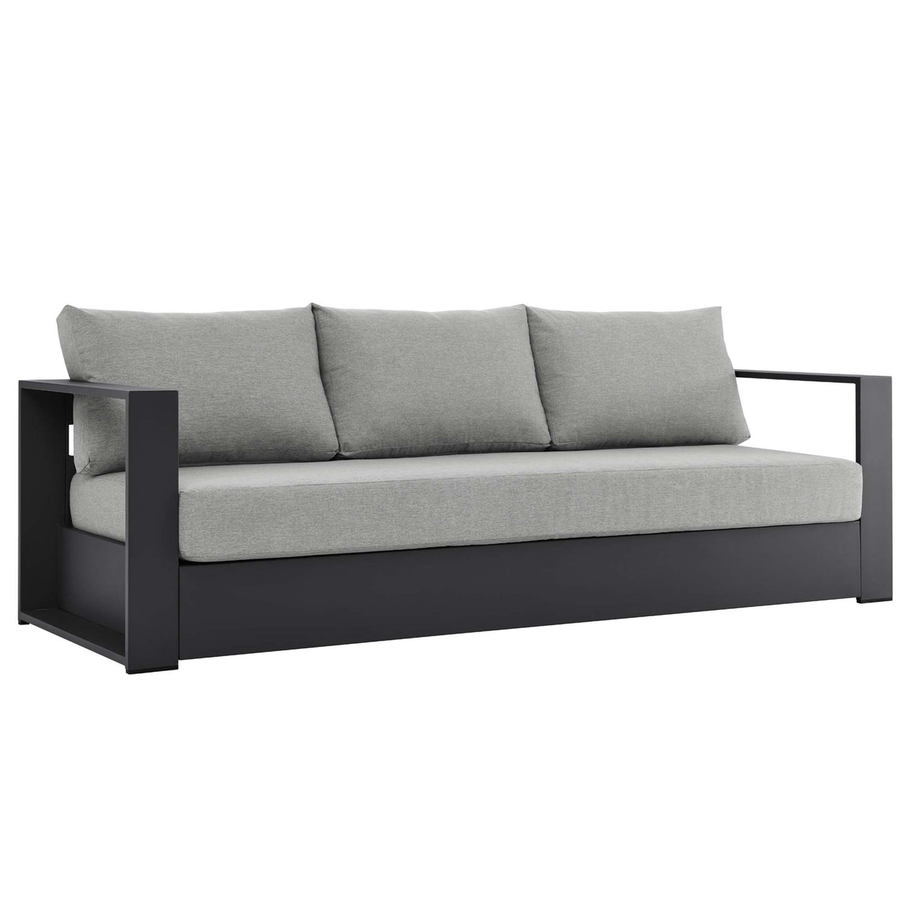 Tahoe Outdoor Patio Powder-Coated Aluminum Sofa, Gray & Gray