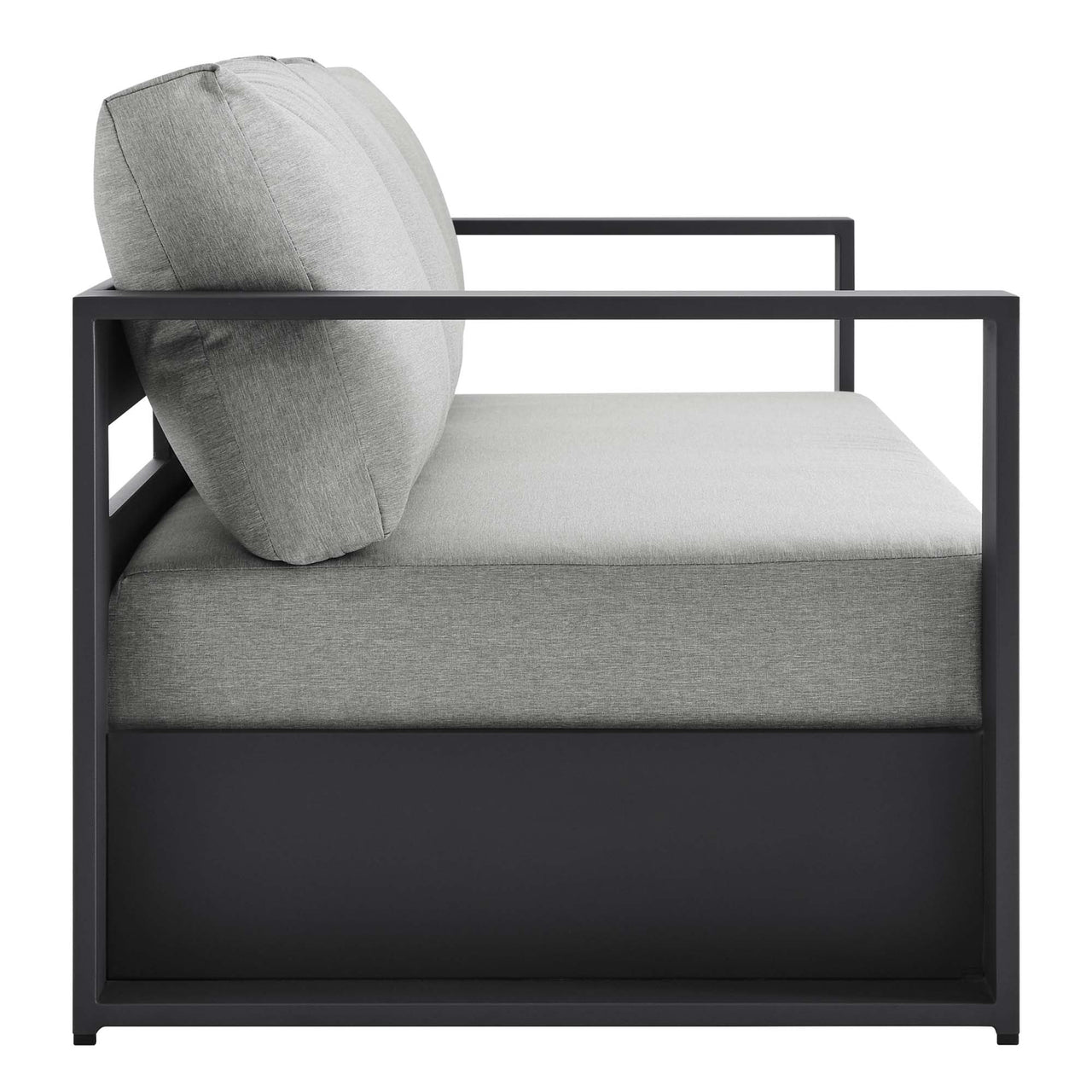 Tahoe Outdoor Patio Powder-Coated Aluminum Sofa, Gray & Gray