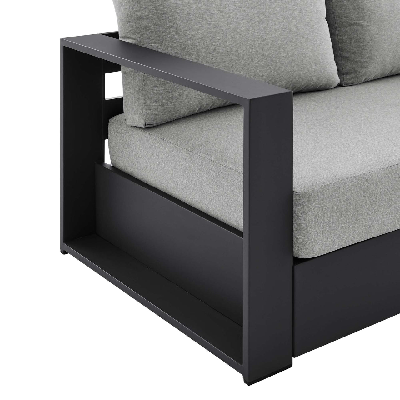 Tahoe Outdoor Patio Powder-Coated Aluminum Sofa, Gray & Gray