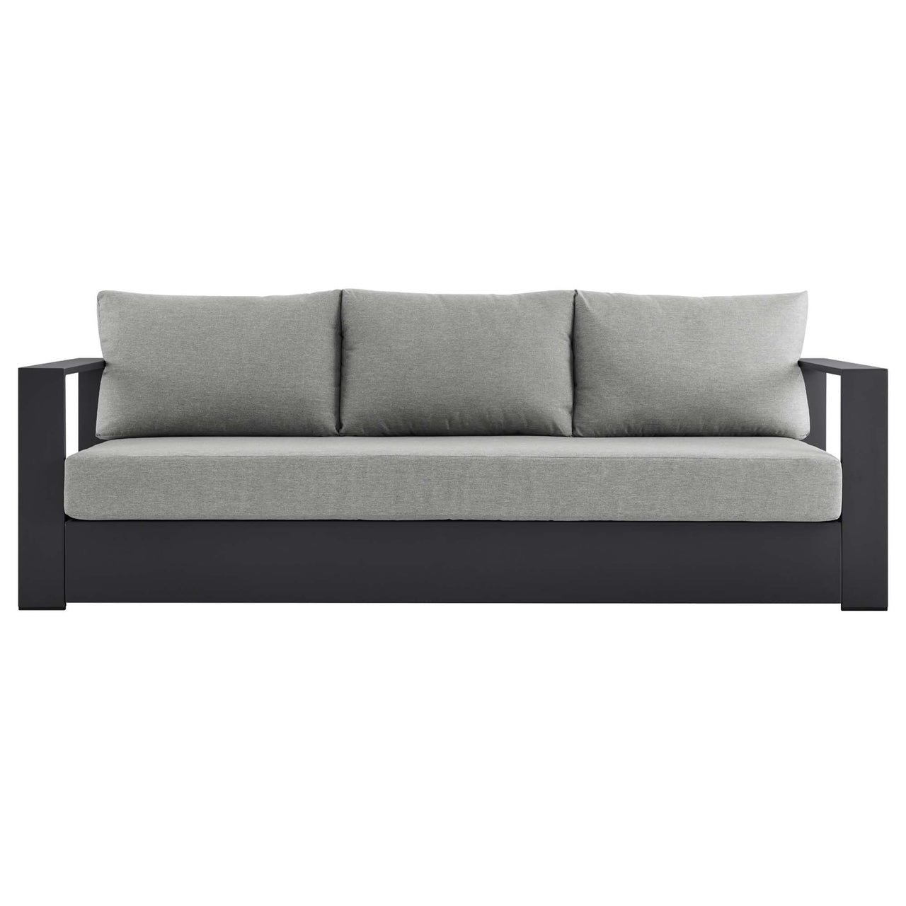 Tahoe Outdoor Patio Powder-Coated Aluminum Sofa, Gray & Gray