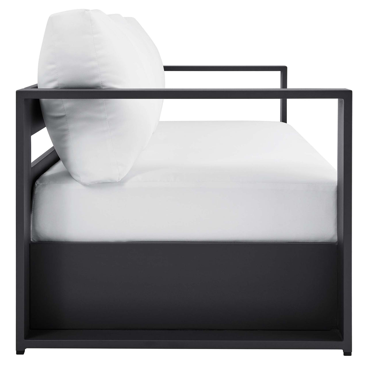 Tahlor Alfresco Powder-Coated Aluminum Sofa, Gray & White