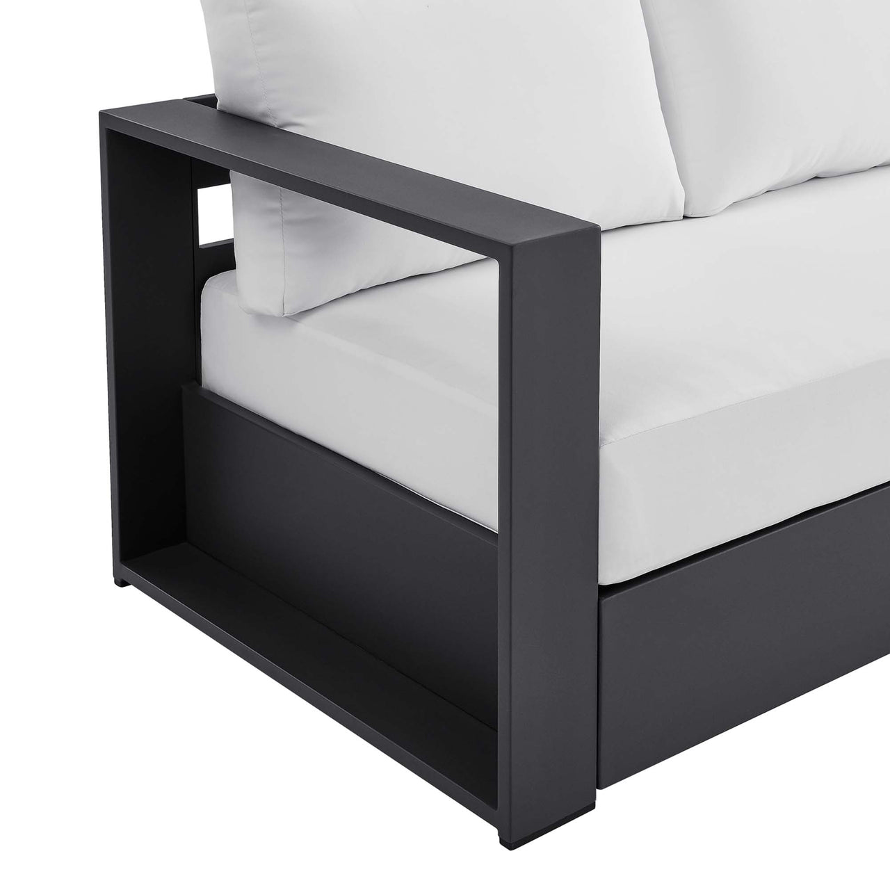 Tahlor Alfresco Powder-Coated Aluminum Sofa, Gray & White