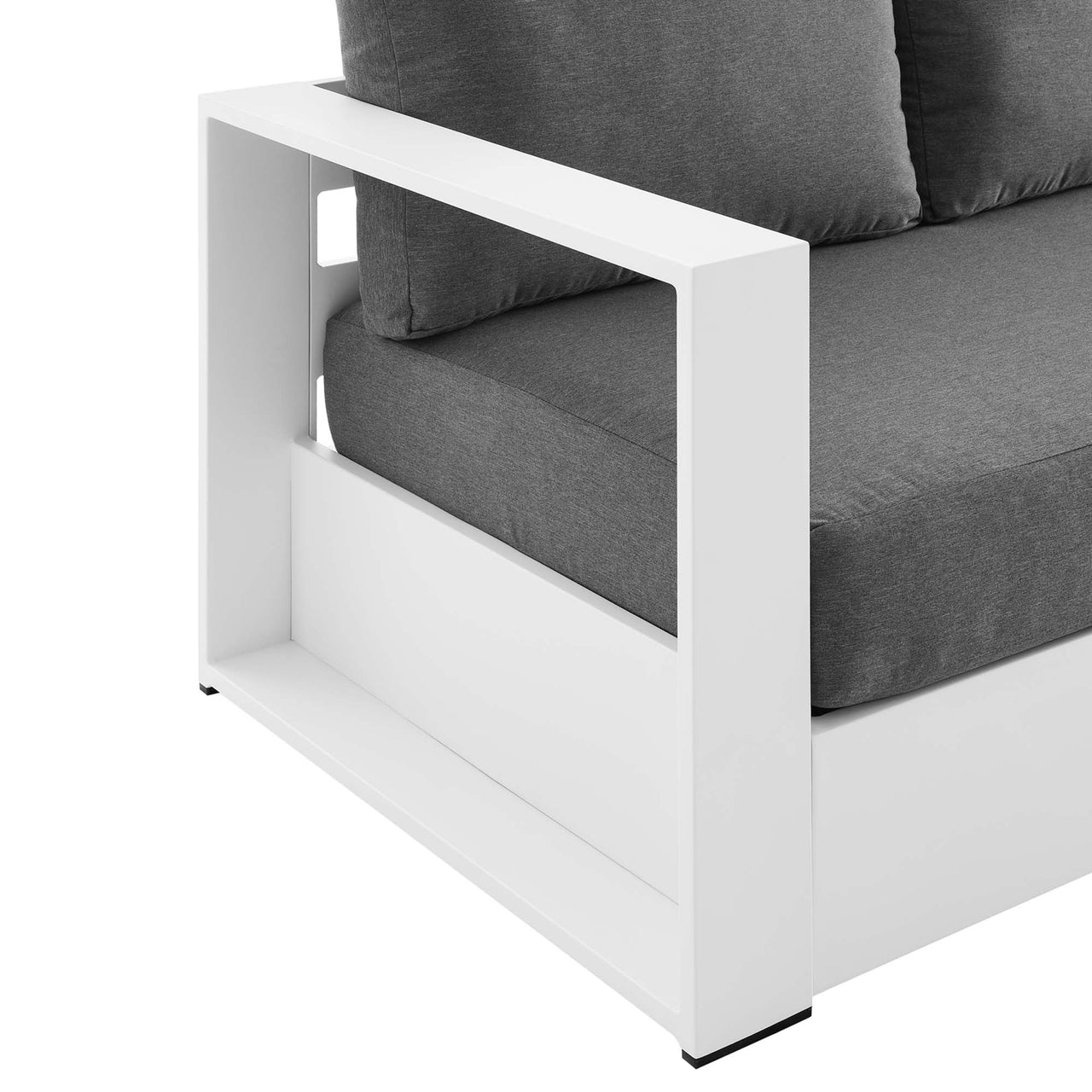 Tahlor Alfresco Powder-Coated Aluminum Sofa, White & Charcoal
