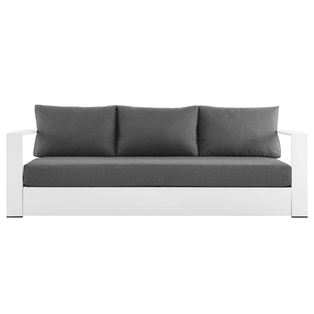 Tahlor Alfresco Powder-Coated Aluminum Sofa, White & Charcoal