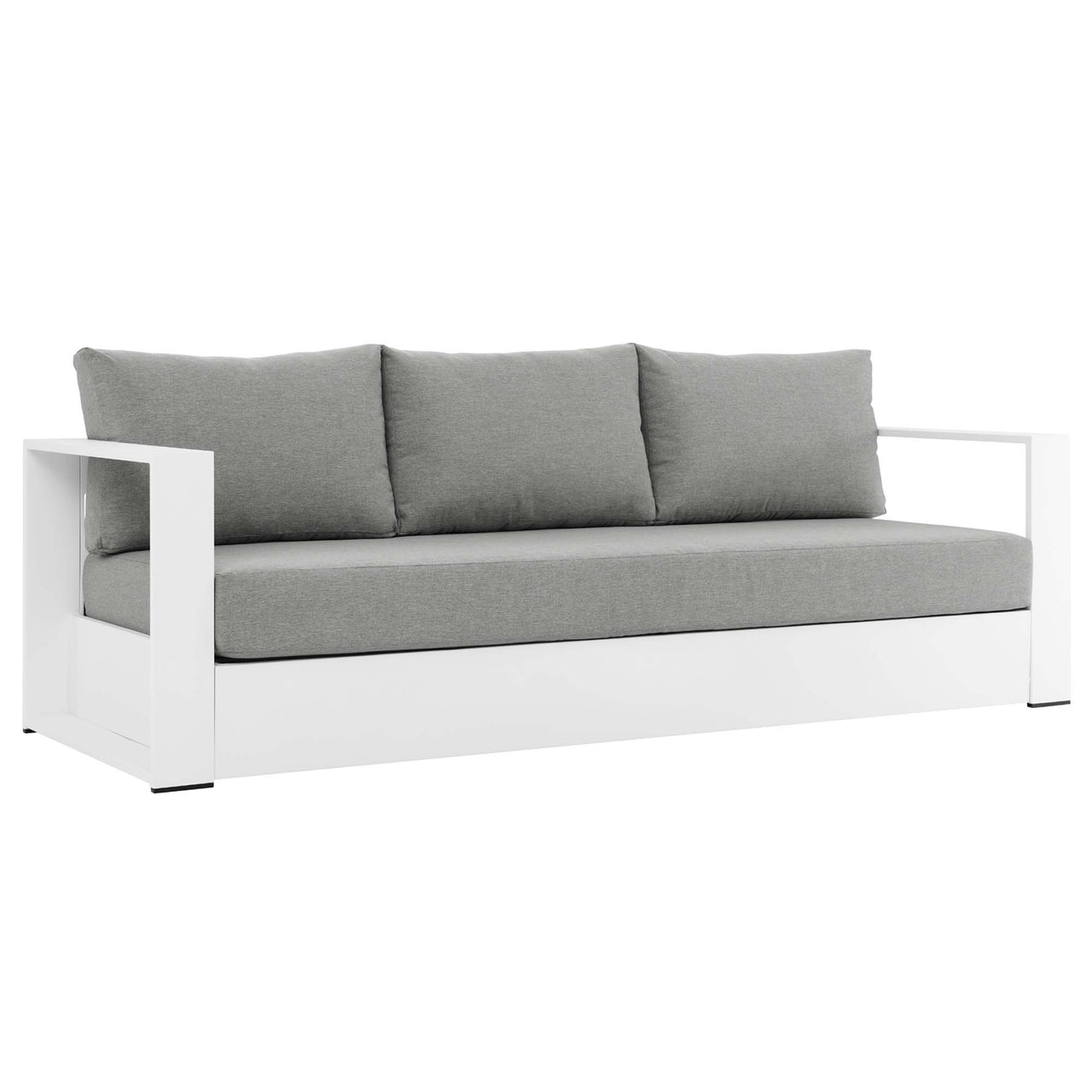 Tahlor Alfresco Powder-Coated Aluminum Sofa, White & Gray