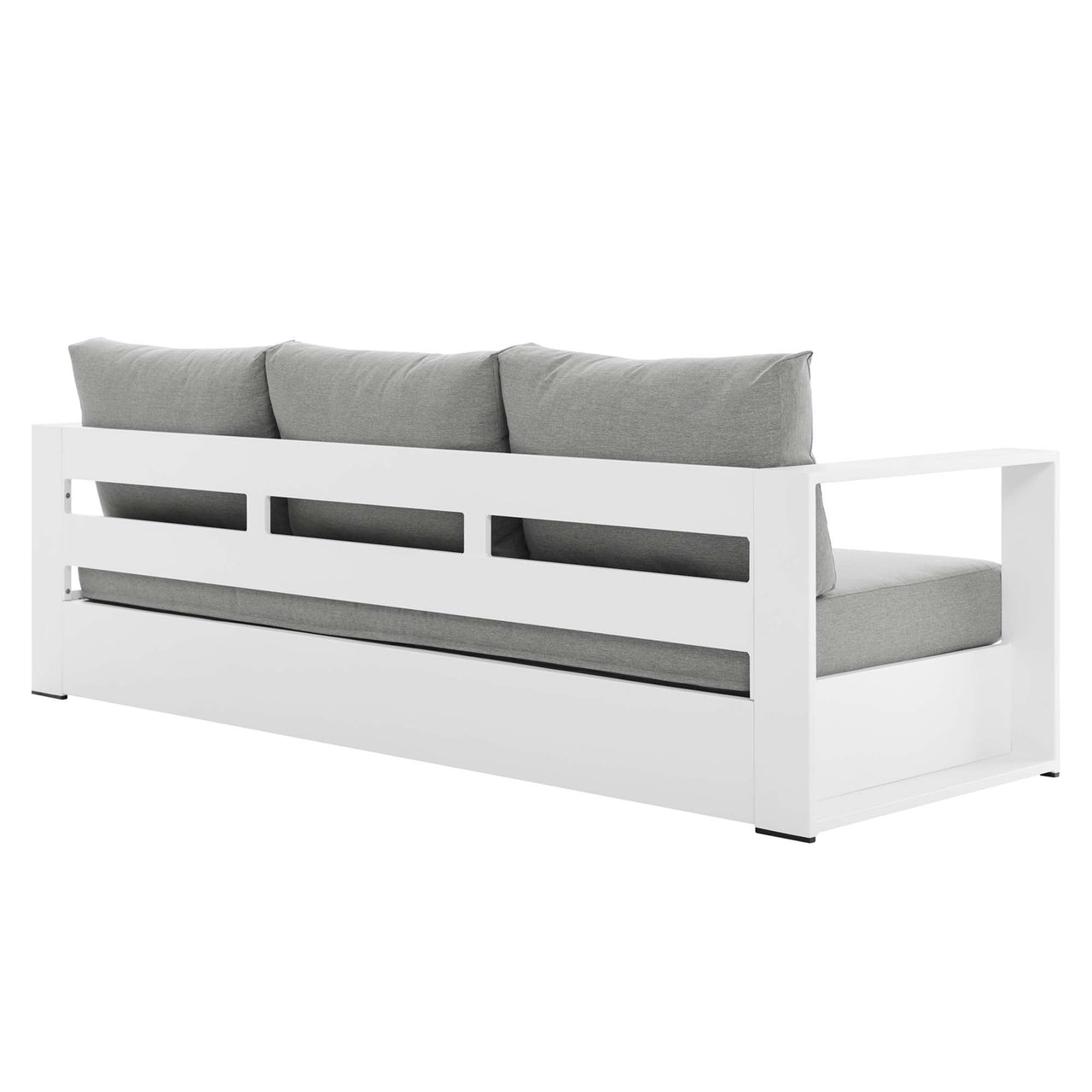 Tahlor Alfresco Powder-Coated Aluminum Sofa, White & Gray