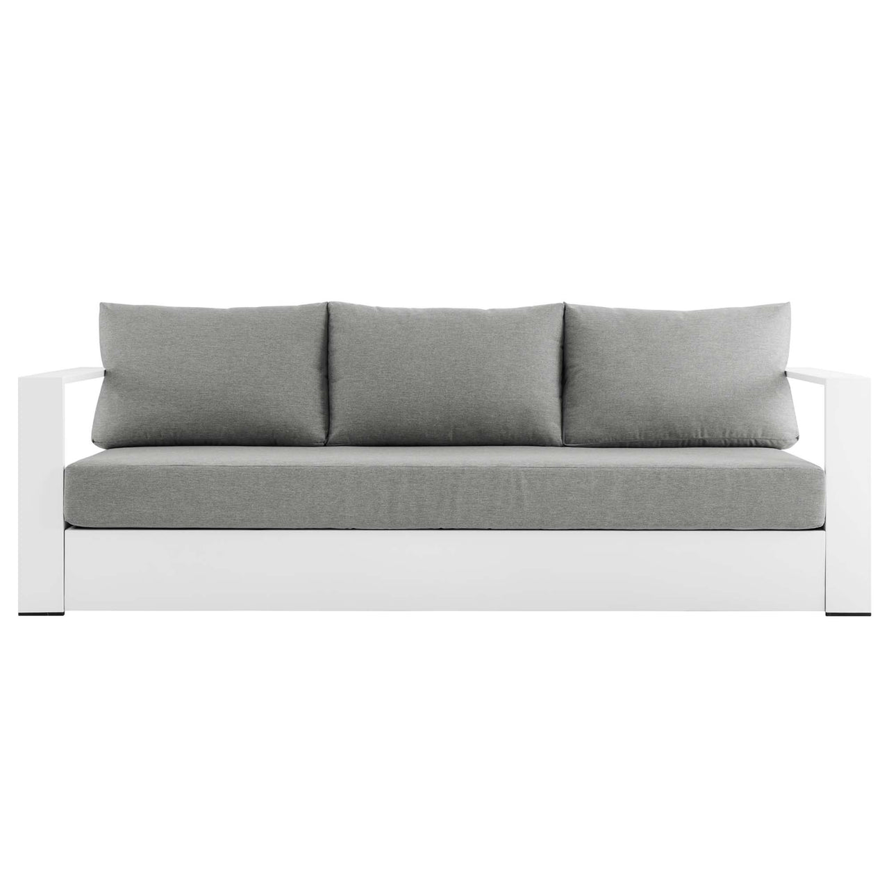 Tahlor Alfresco Powder-Coated Aluminum Sofa, White & Gray