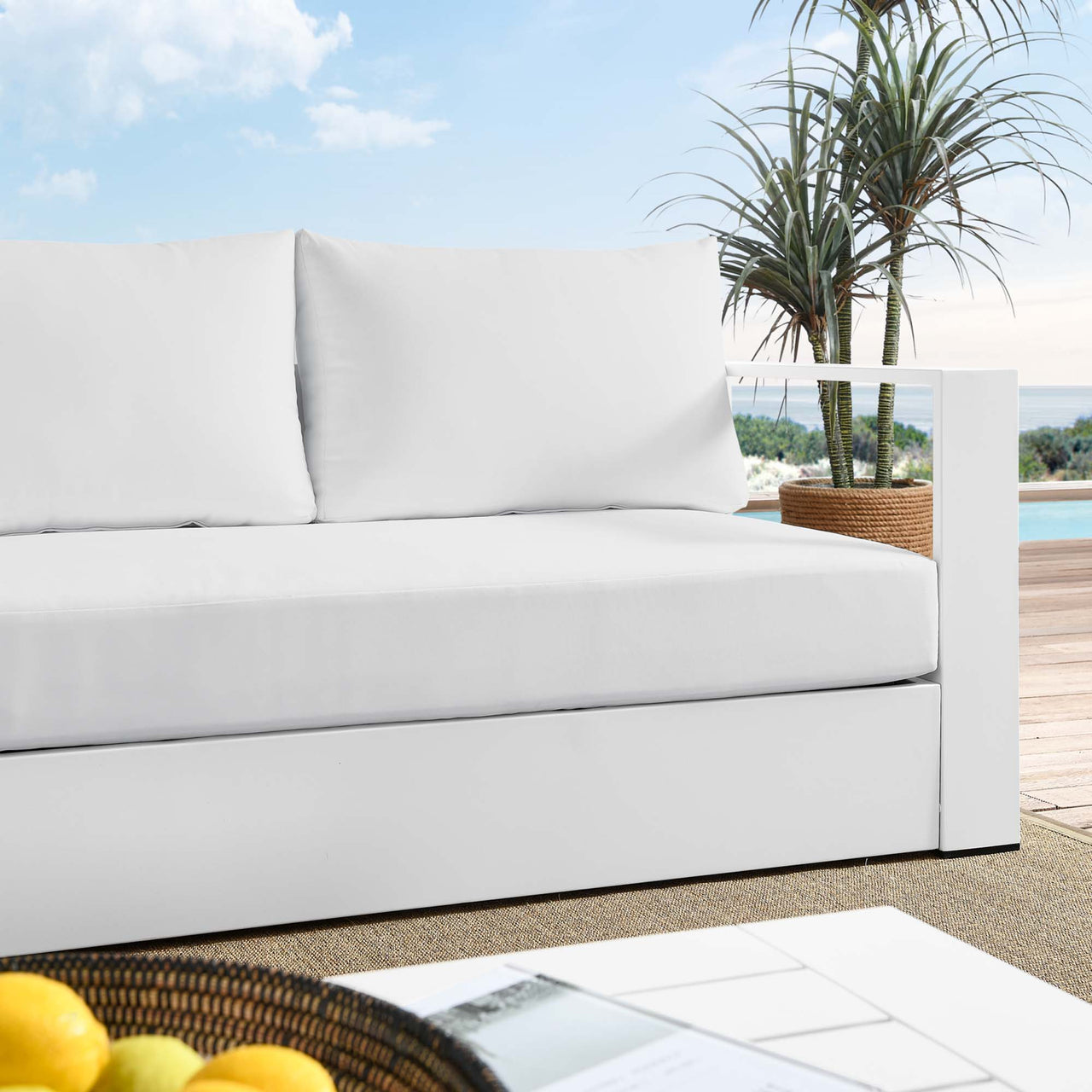 Tahlor Alfresco Powder-Coated Aluminum Sofa, White
