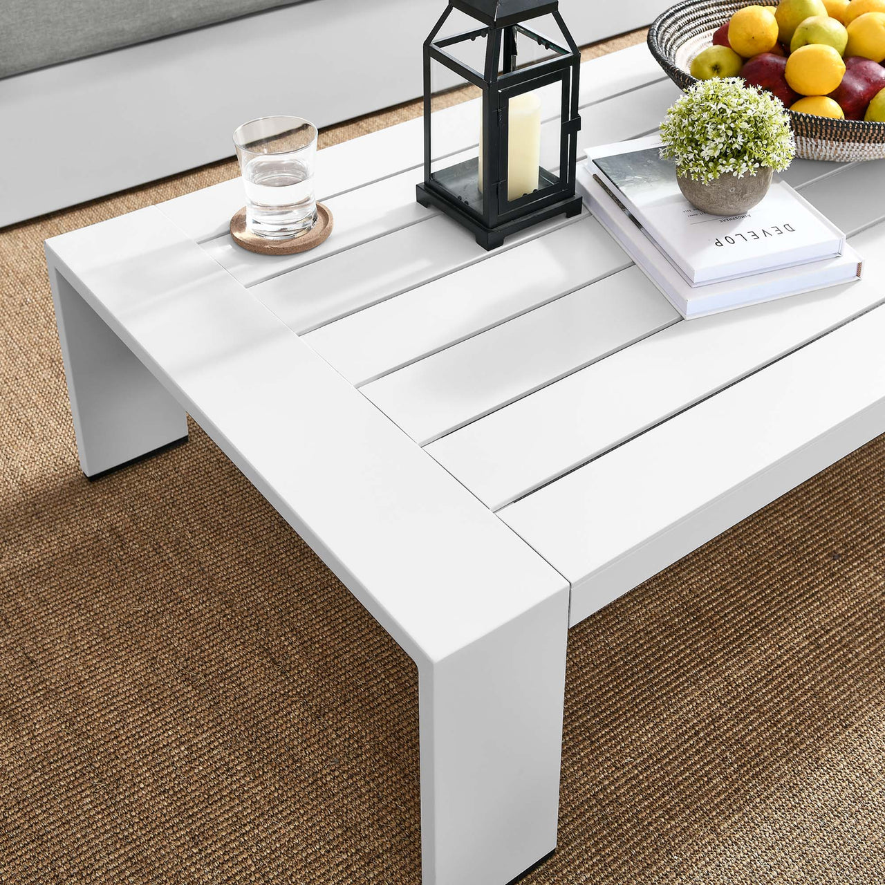 Tahlor Alfresco Powder-Coated Aluminum Coffee Table, White