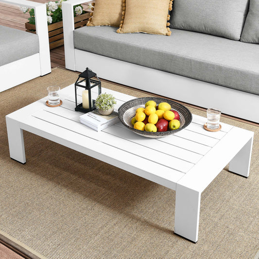 Tahlor Alfresco Powder-Coated Aluminum Coffee Table, White
