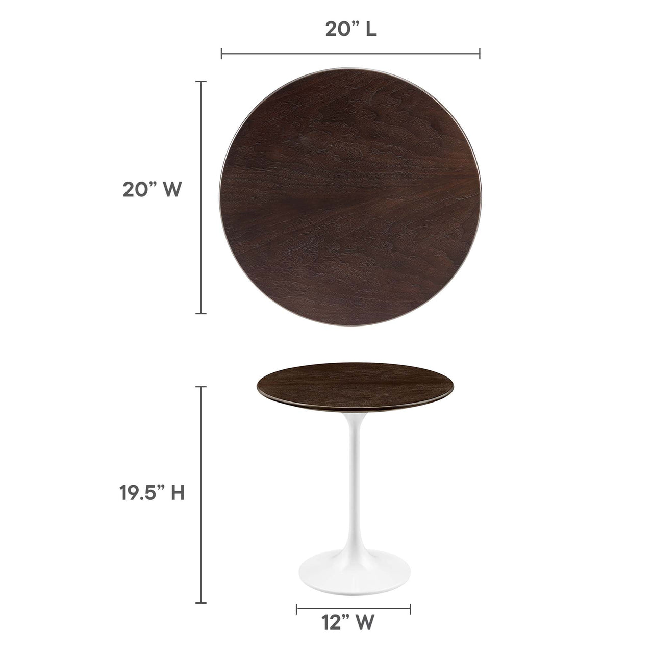 Ensemble Round Side Table, White & Cherry Walnut