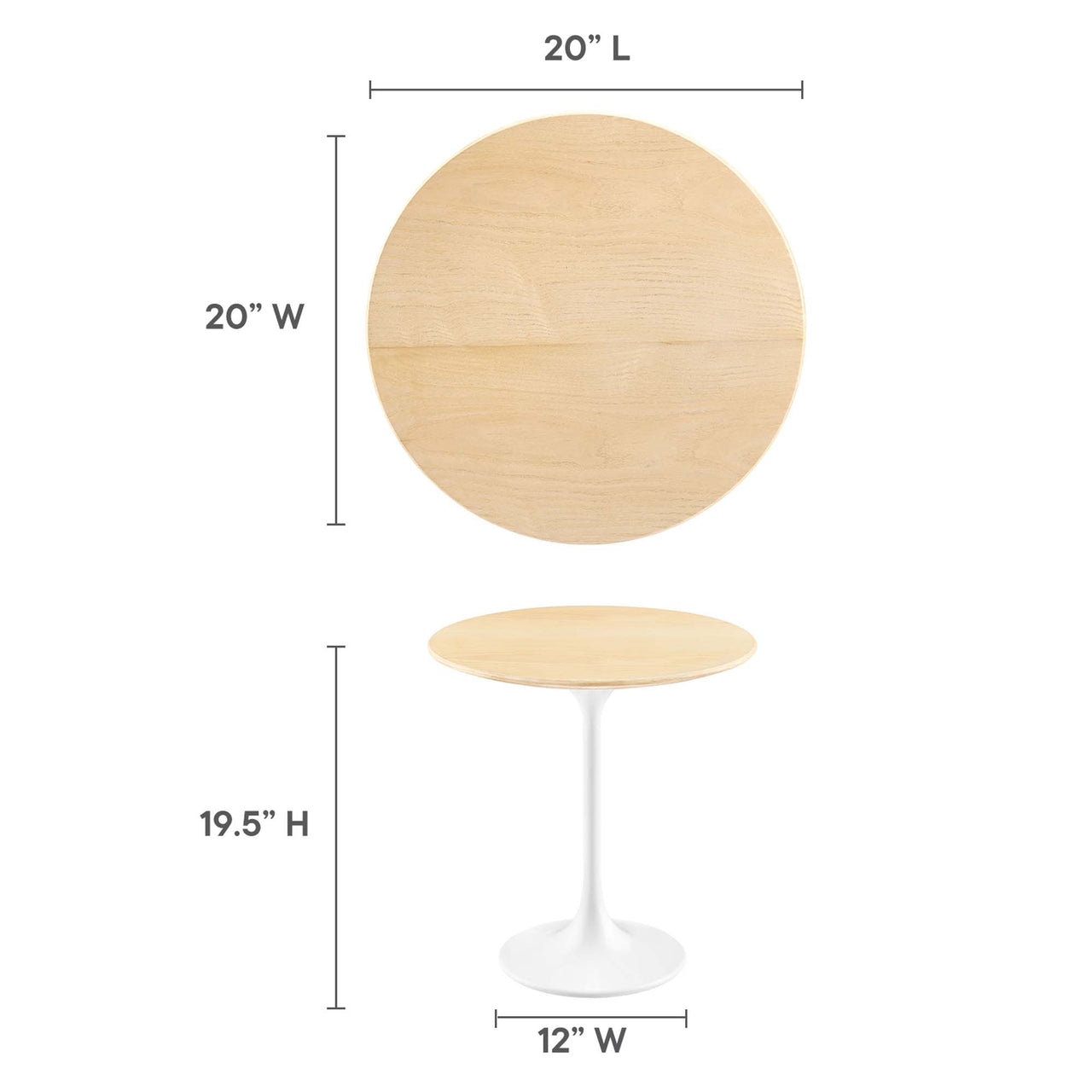 Ensemble Round Side Table, White & Natural Wood