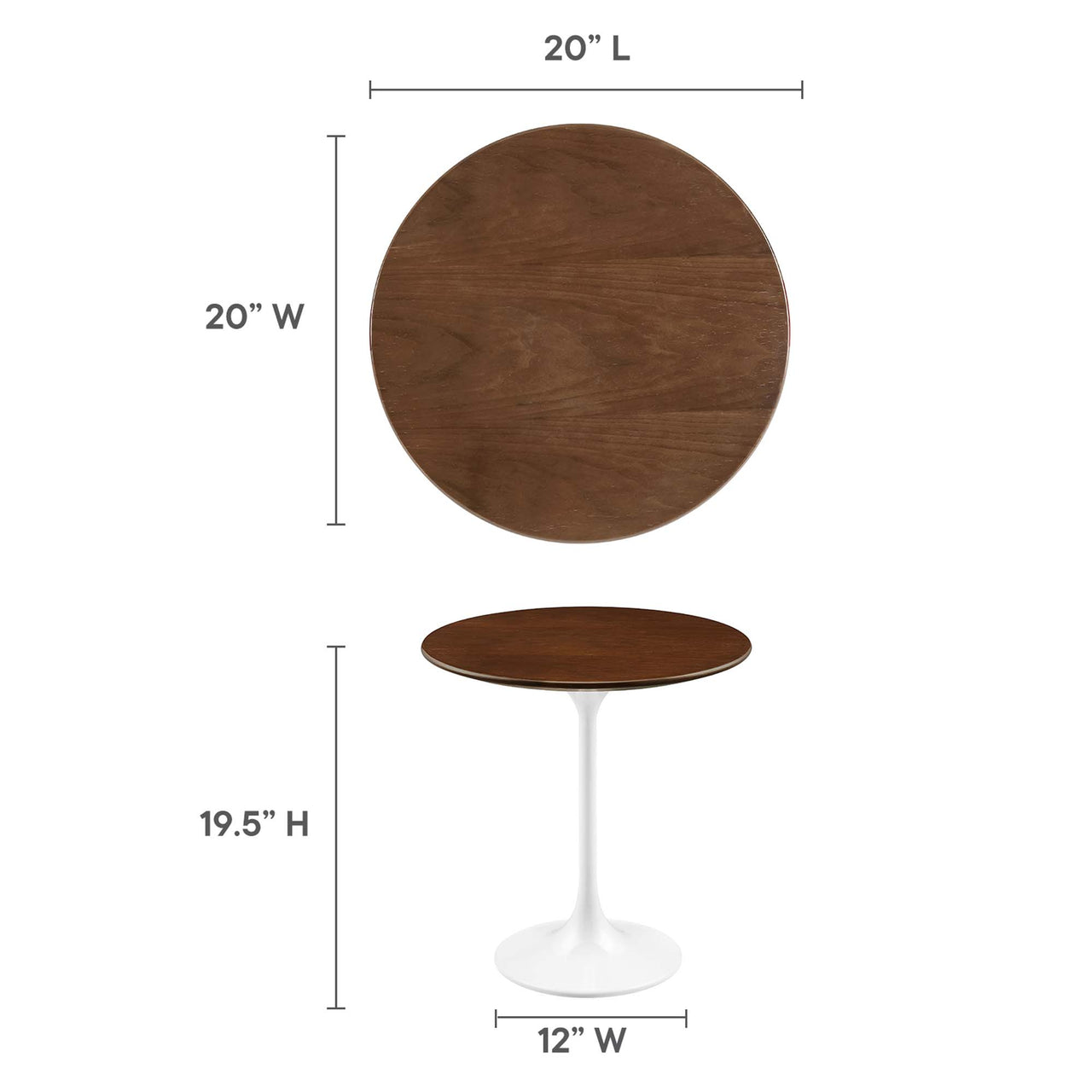 Ensemble Round Side Table, White & Walnut