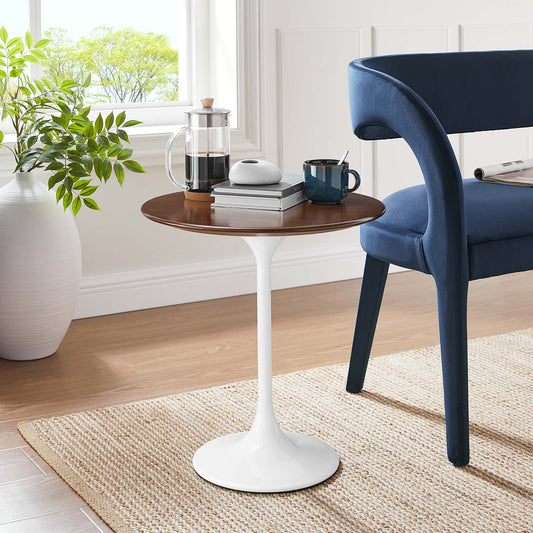 Ensemble Round Side Table, White & Walnut