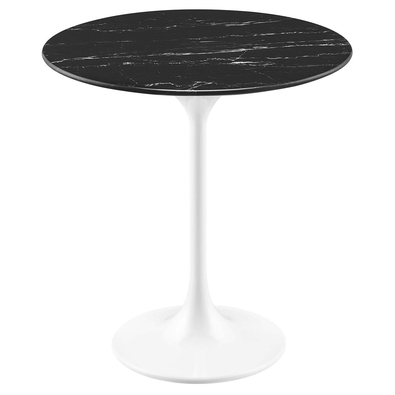 Ensemble Round Faux Marble Side Table, White & Black