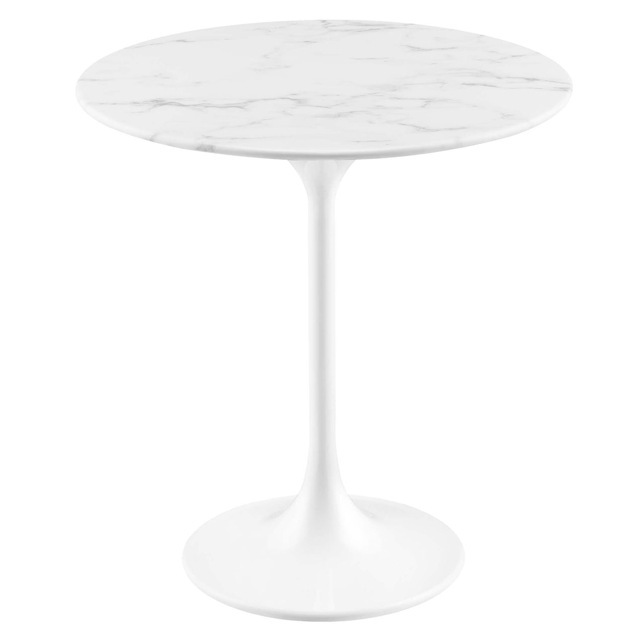 Ensemble Round Faux Marble Side Table, White