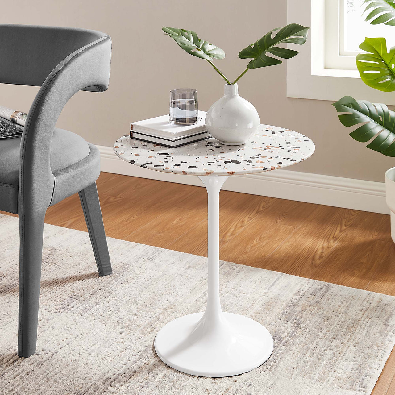 Ensemble Round Terrazzo Side Table, White & Terrazzo