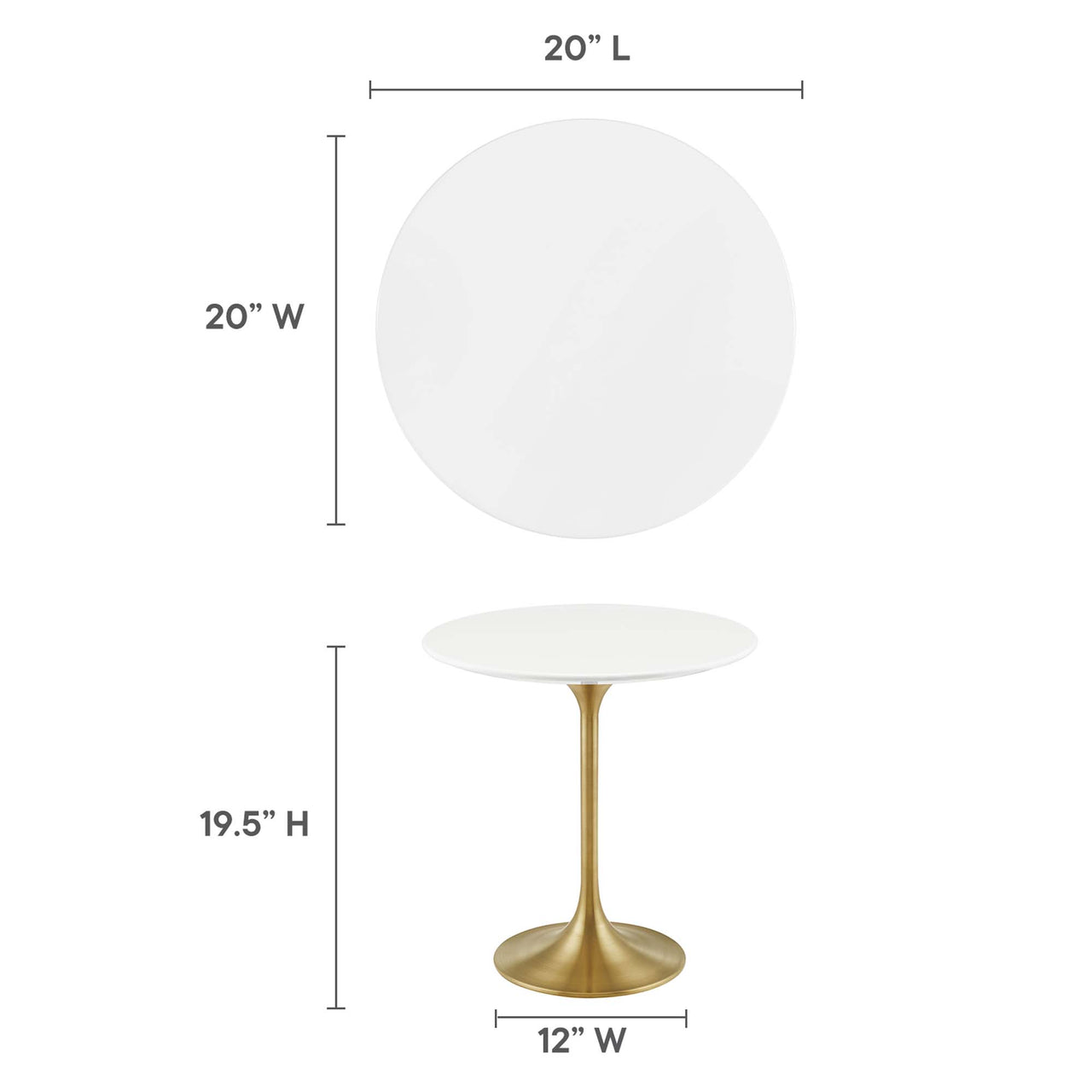 Ensemble Round Side Table, Gold & White