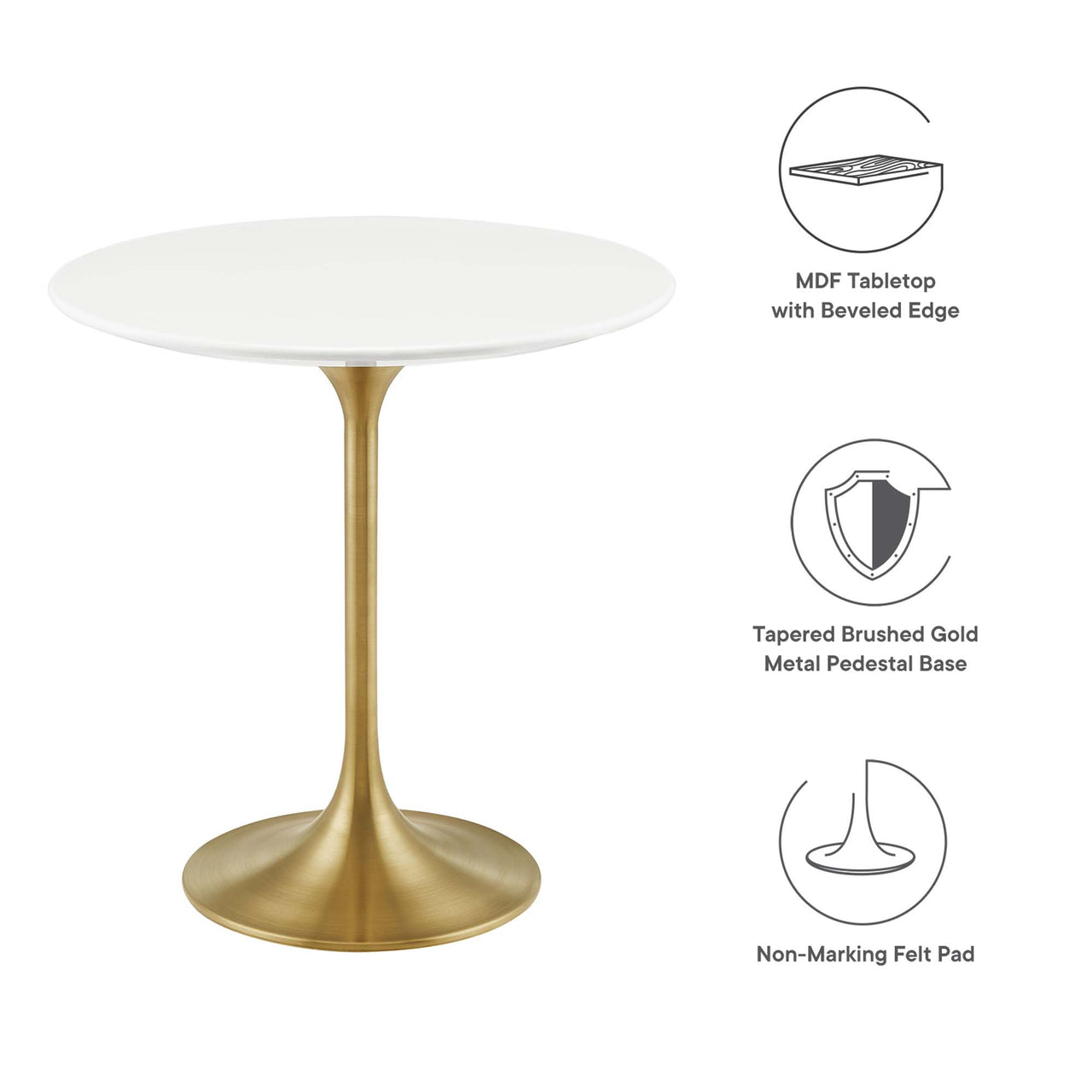 Ensemble Round Side Table, Gold & White