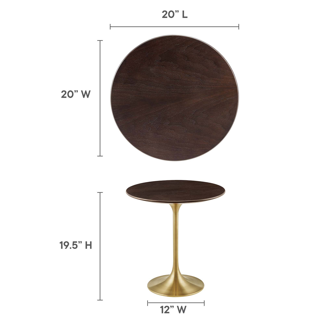 Ensemble Round Side Table, Gold & Cherry Walnut