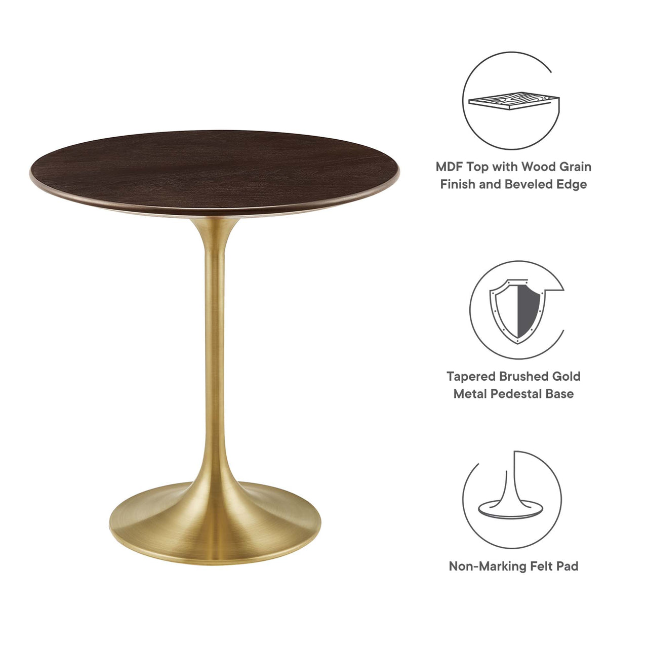 Ensemble Round Side Table, Gold & Cherry Walnut