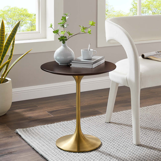 Ensemble Round Side Table, Gold & Cherry Walnut