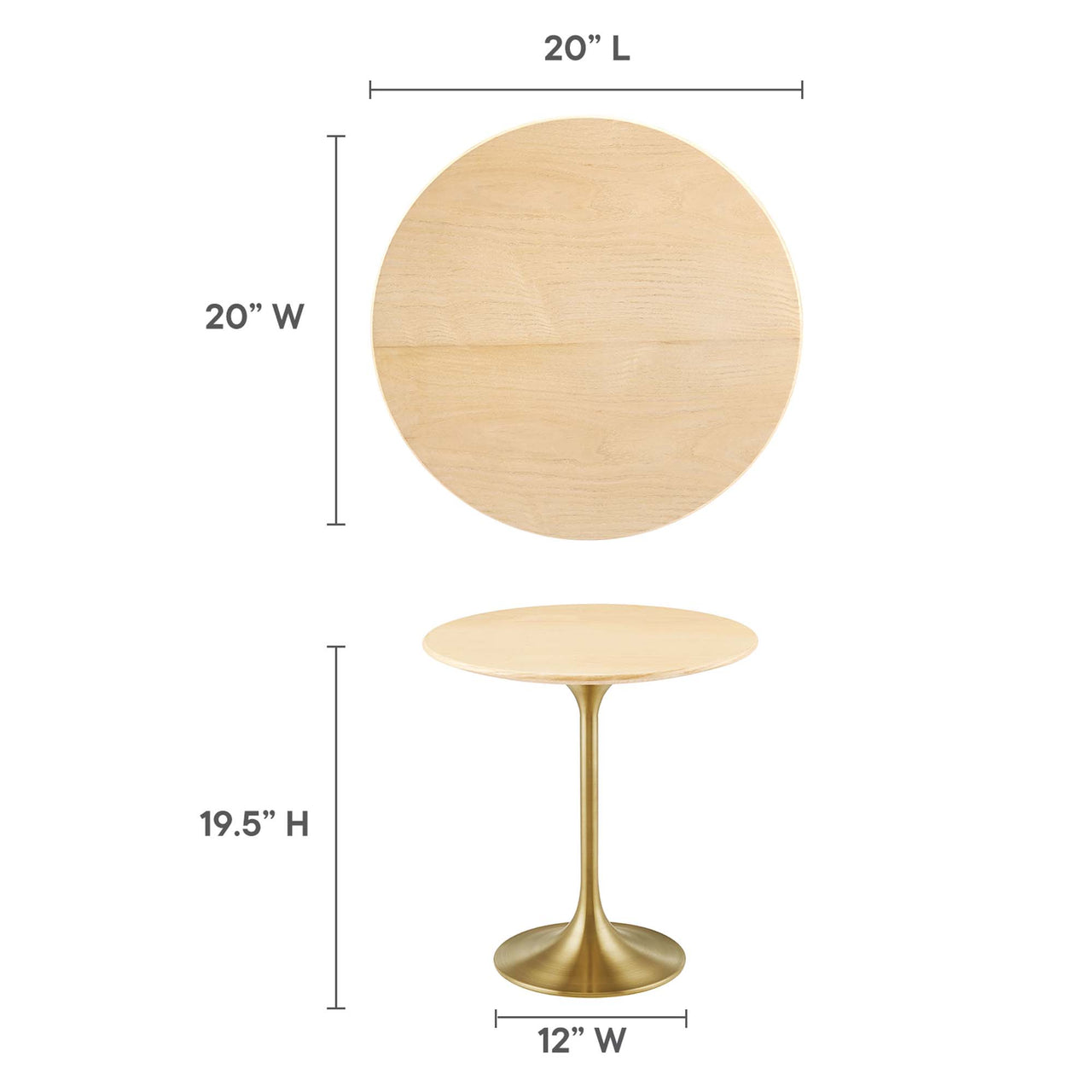 Ensemble Round Side Table, Gold & Natural Wood