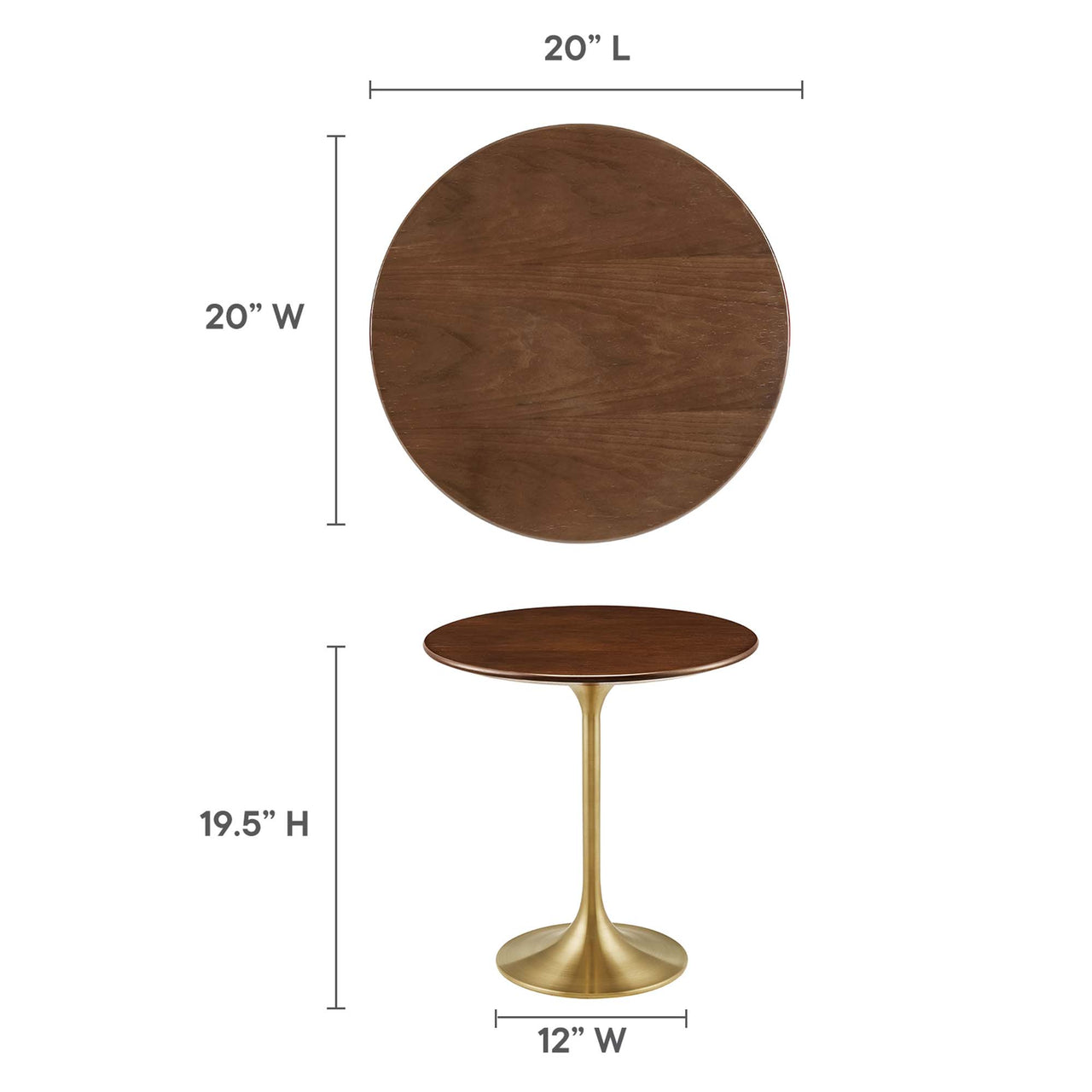 Ensemble Round Side Table, Gold & Walnut