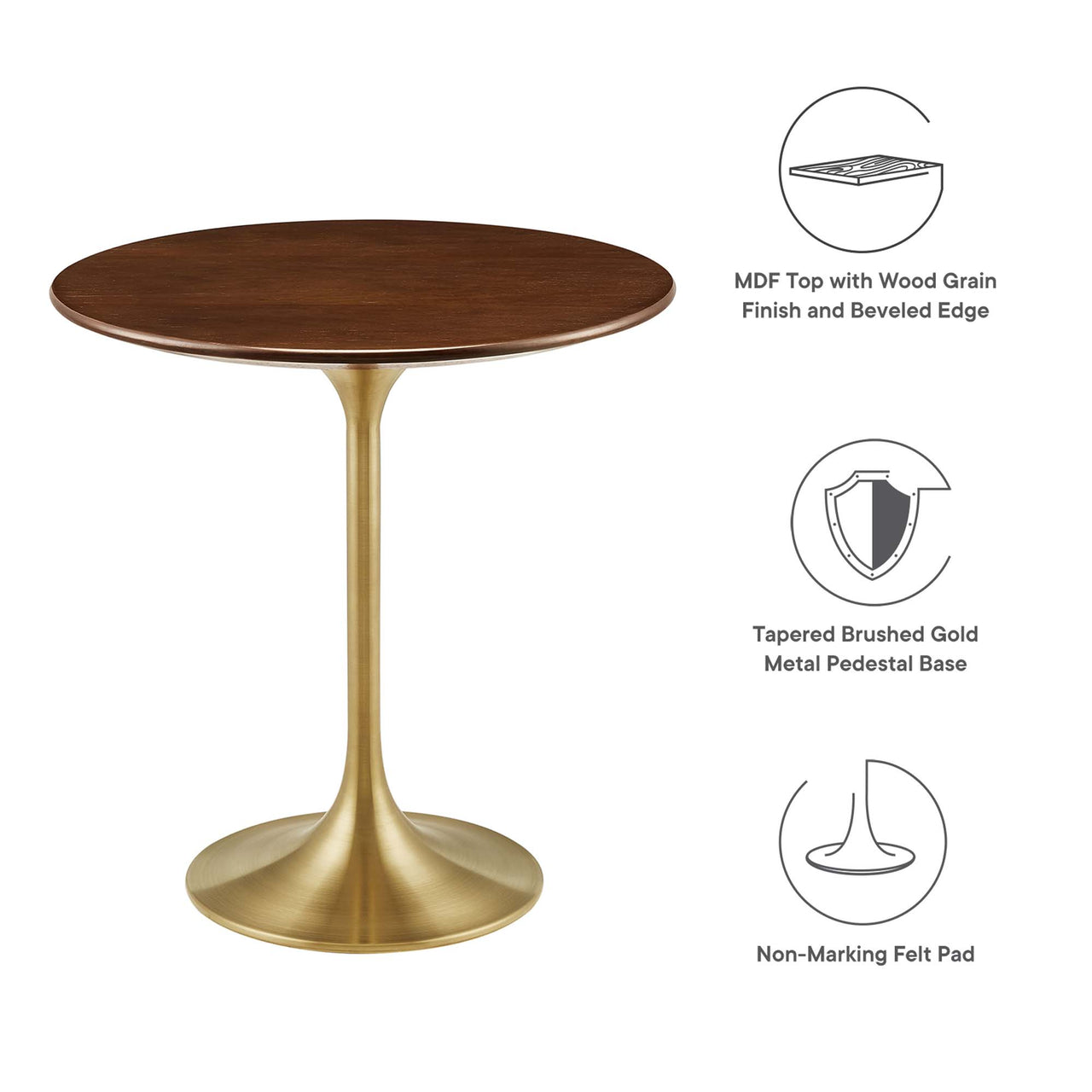 Ensemble Round Side Table, Gold & Walnut