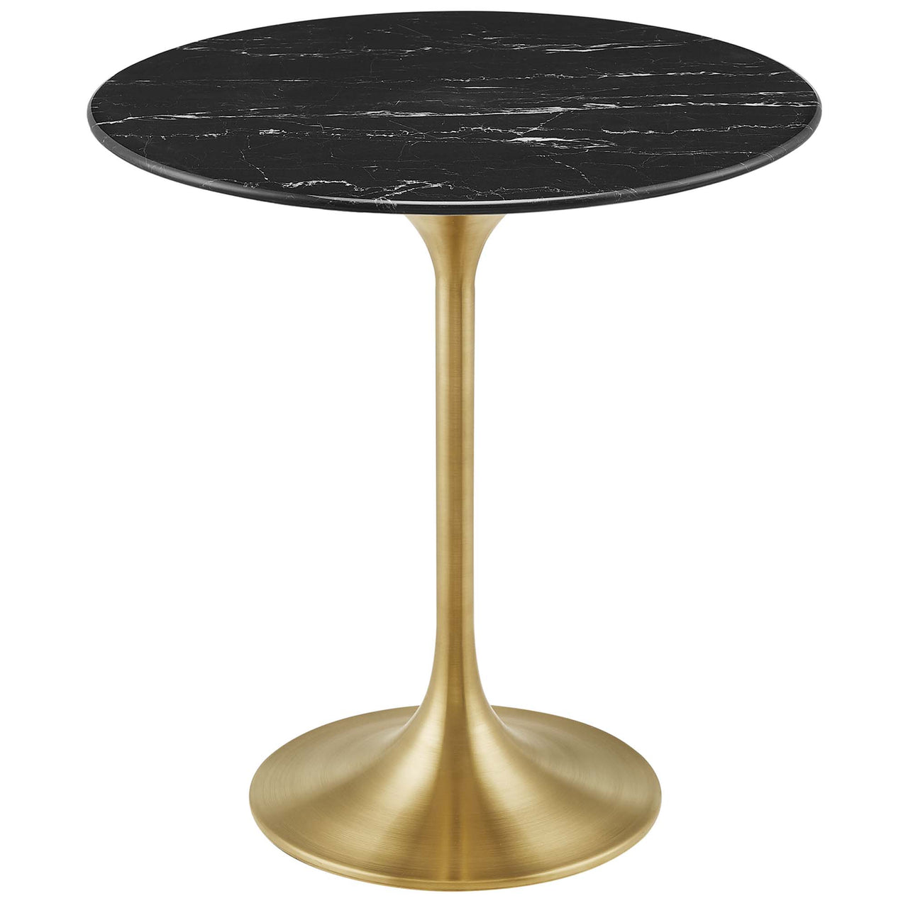 Ensemble Round Faux Marble Side Table, Gold & Black