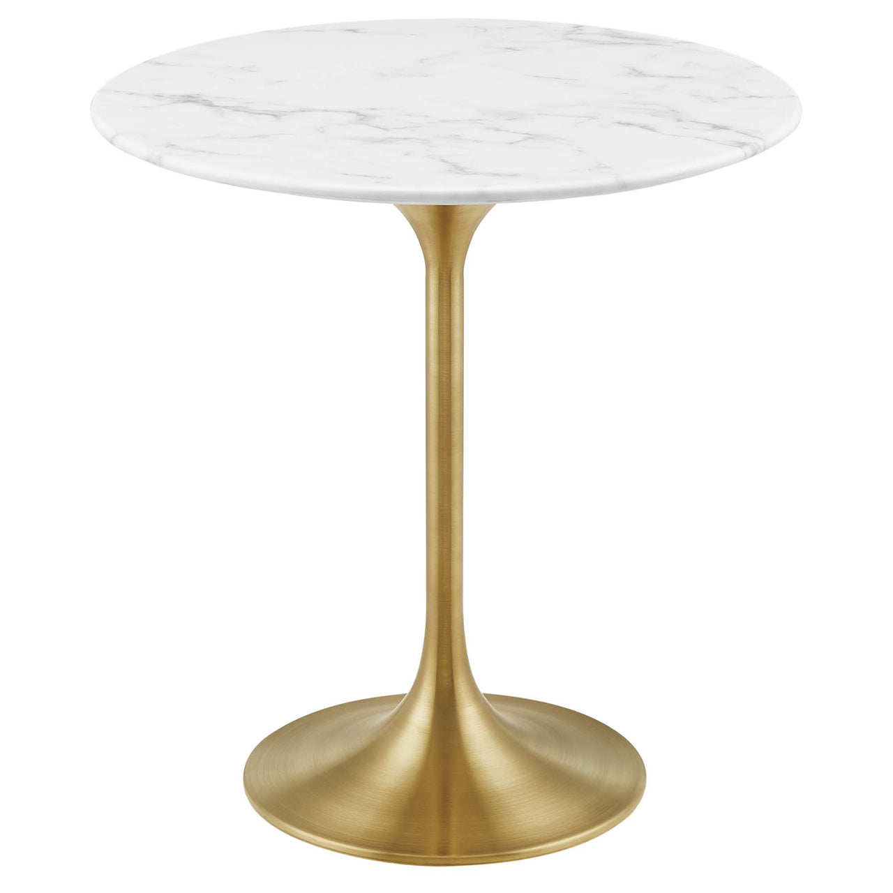 Ensemble Round Faux Marble Side Table, Gold & White