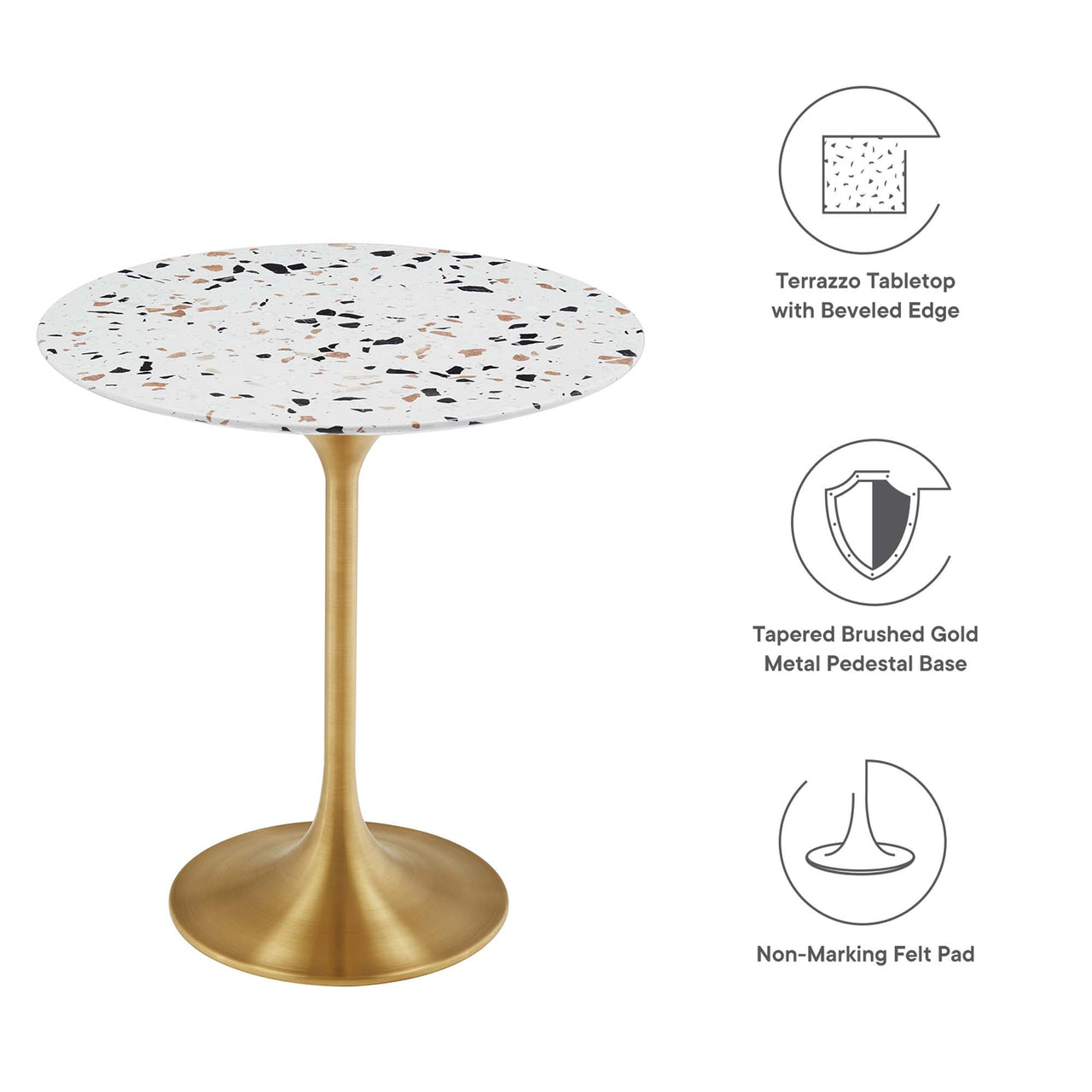 Ensemble Round Terrazzo Side Table, Gold & Terrazzo