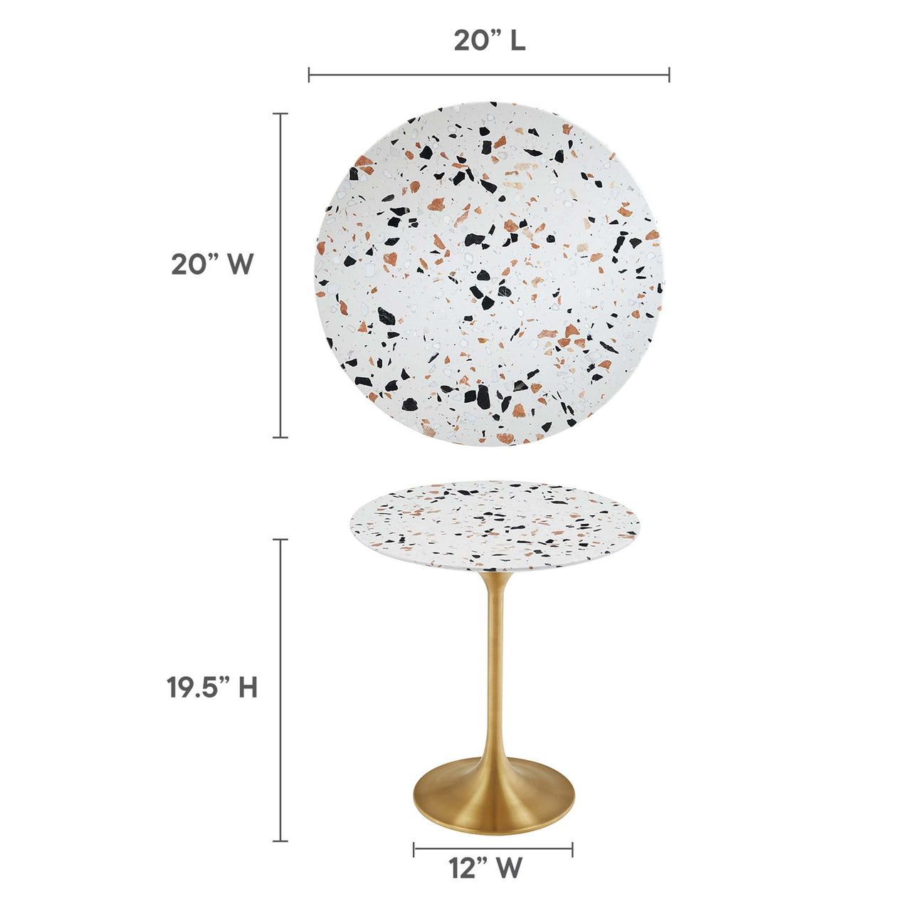 Ensemble Round Terrazzo Side Table, Gold & Terrazzo