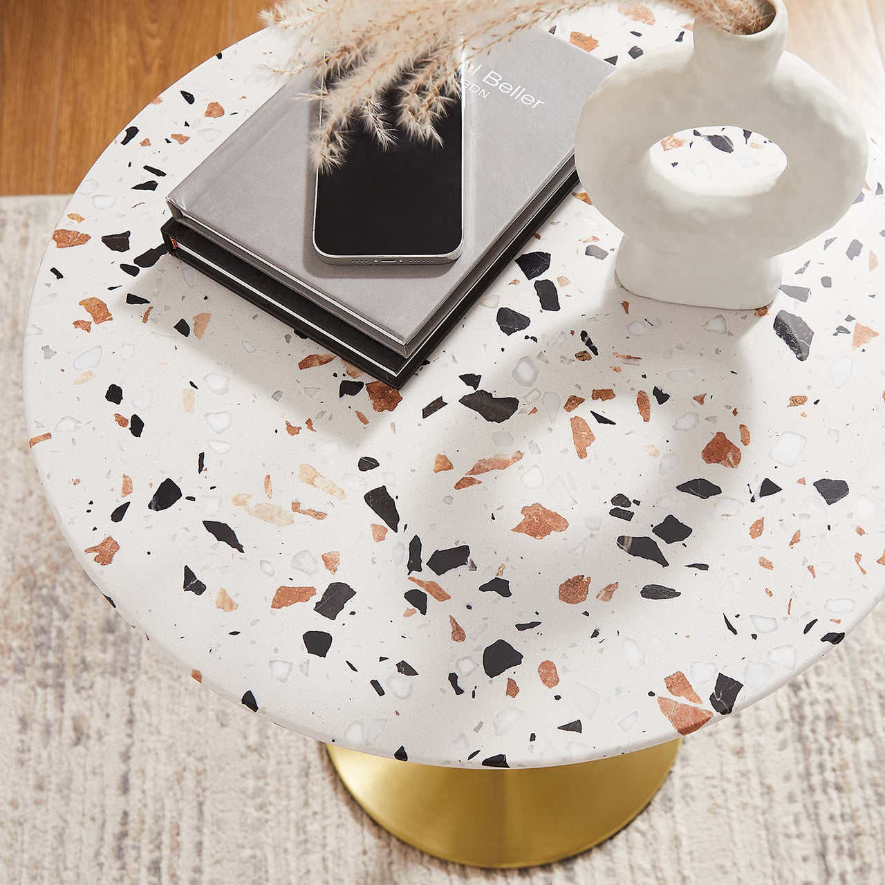 Ensemble Round Terrazzo Side Table, Gold & Terrazzo