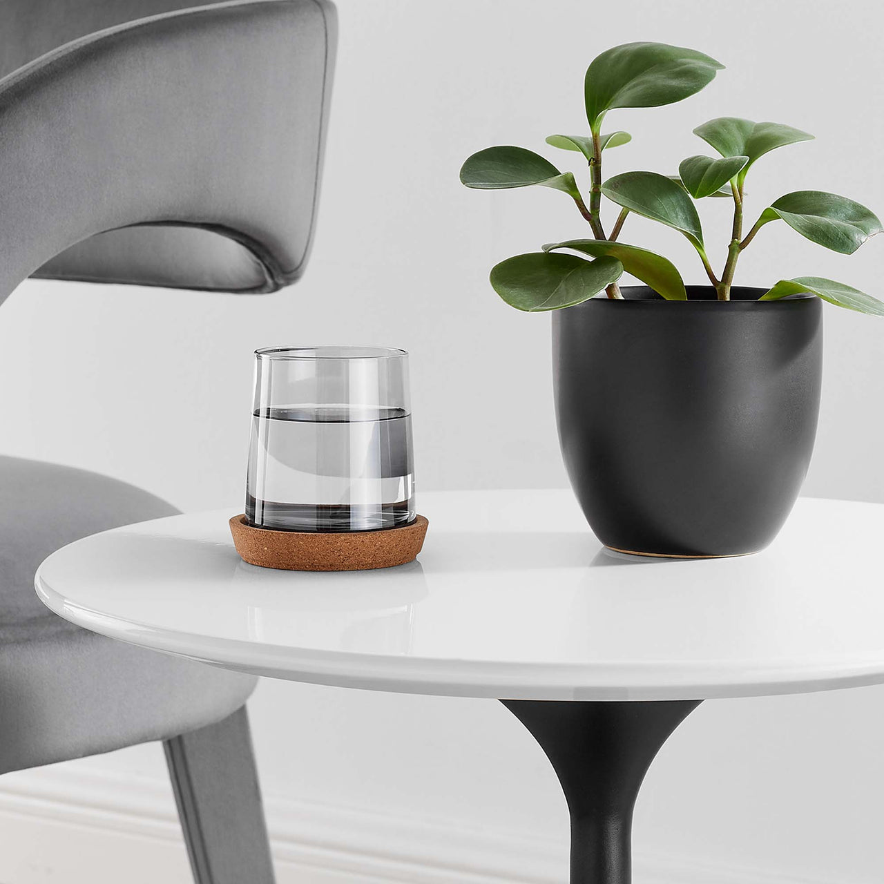 Ensemble Round Side Table, Black & White