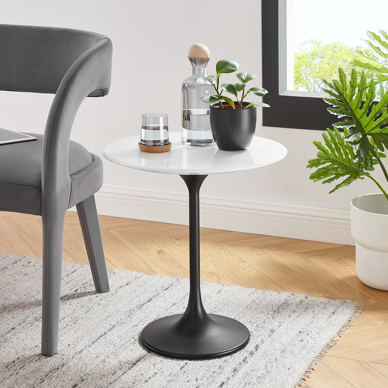 Ensemble Round Side Table, Black & White