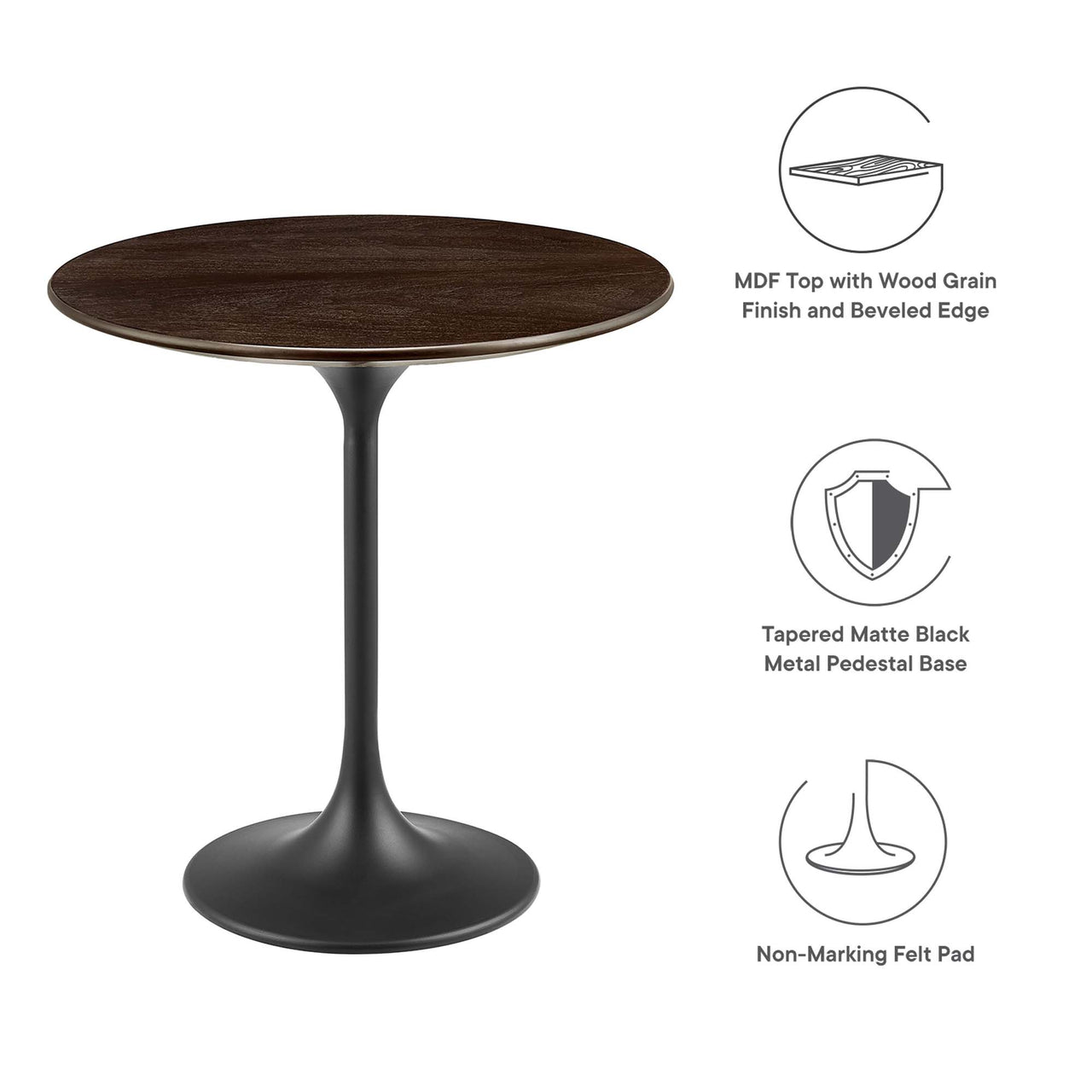 Ensemble Round Side Table, Black & Cherry Walnut