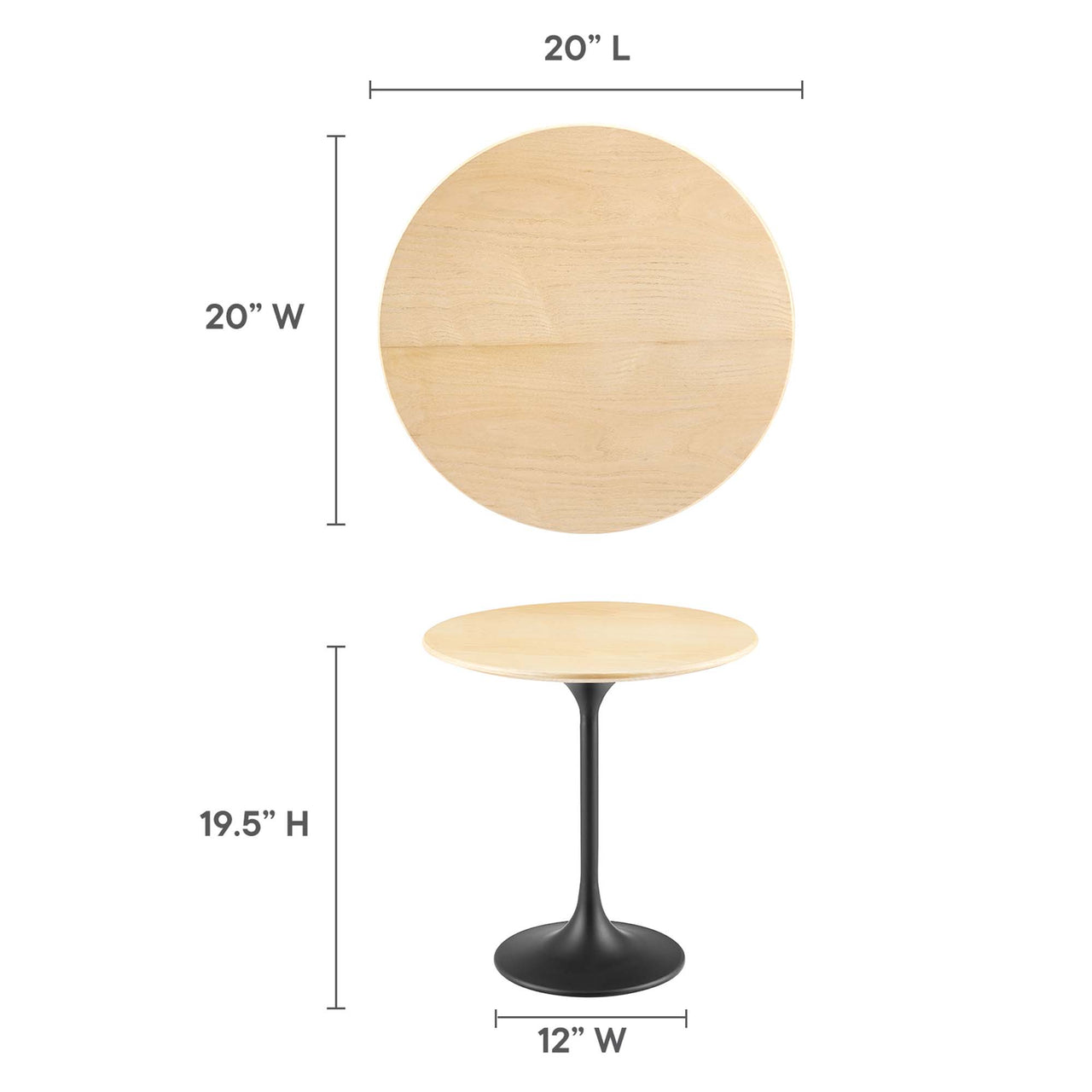 Ensemble Round Side Table, Black & Natural Wood