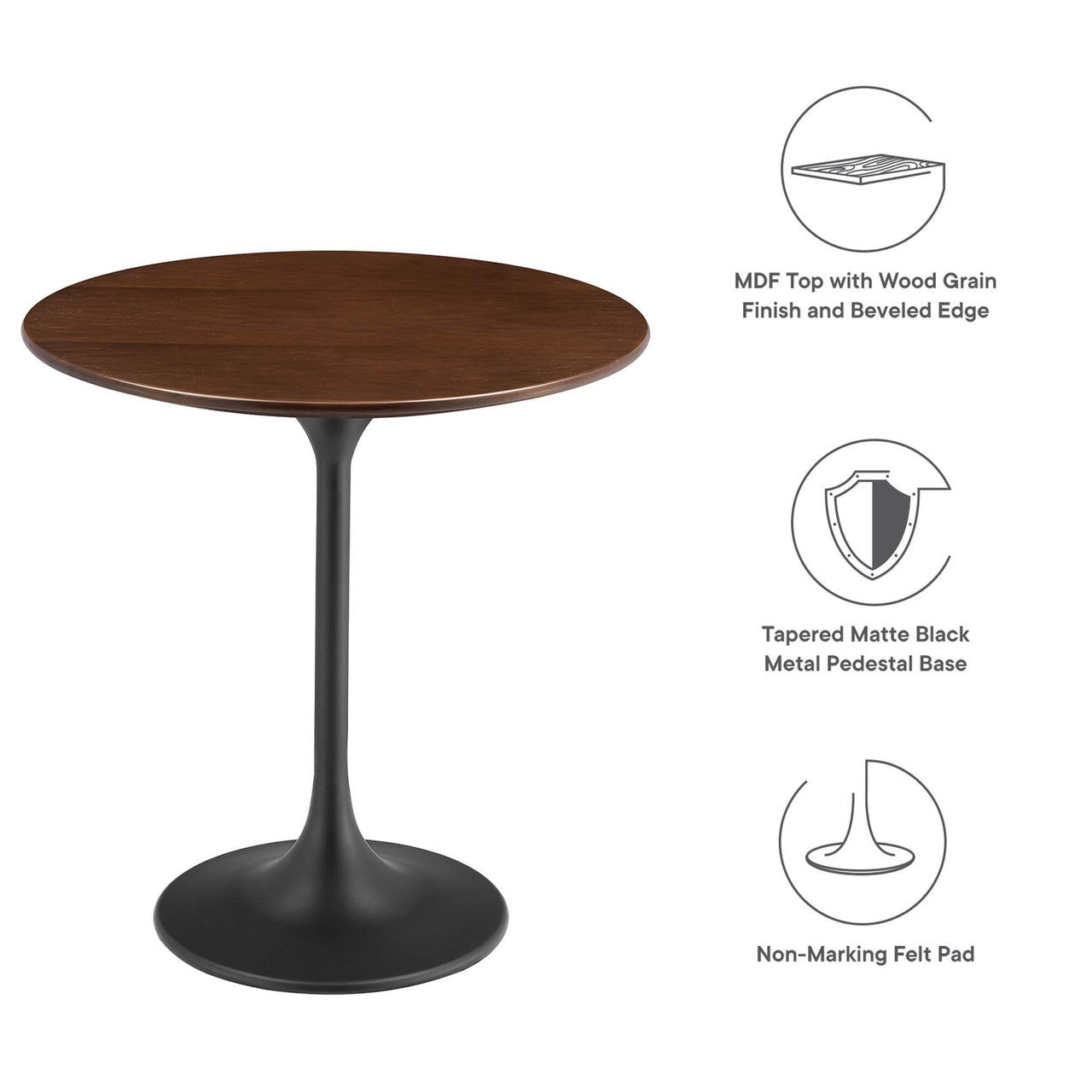 Ensemble Round Side Table, Black & Walnut