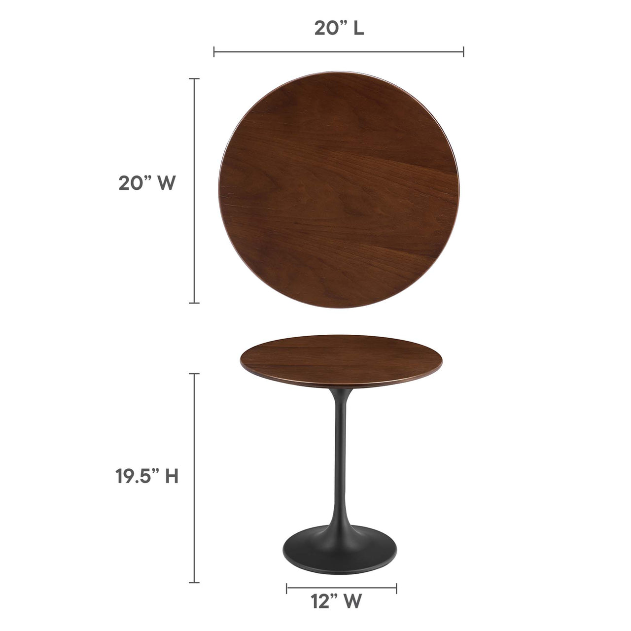 Ensemble Round Side Table, Black & Walnut