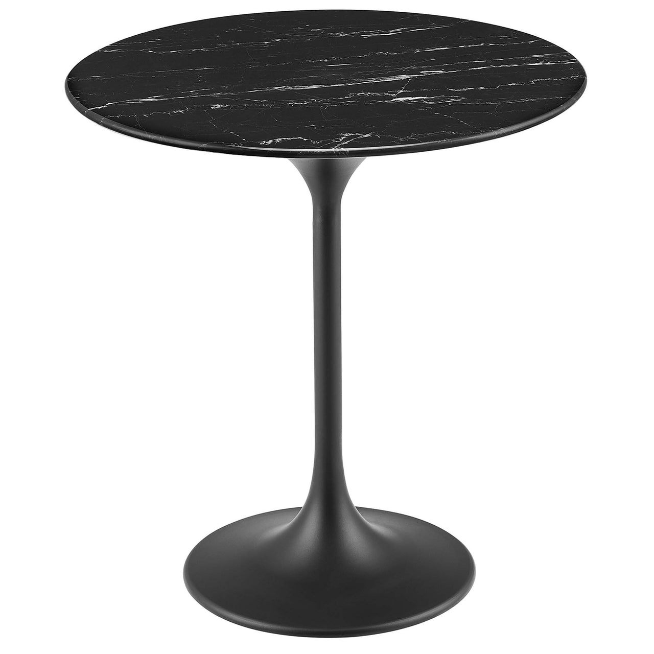 Ensemble Round Faux Marble Side Table, Black