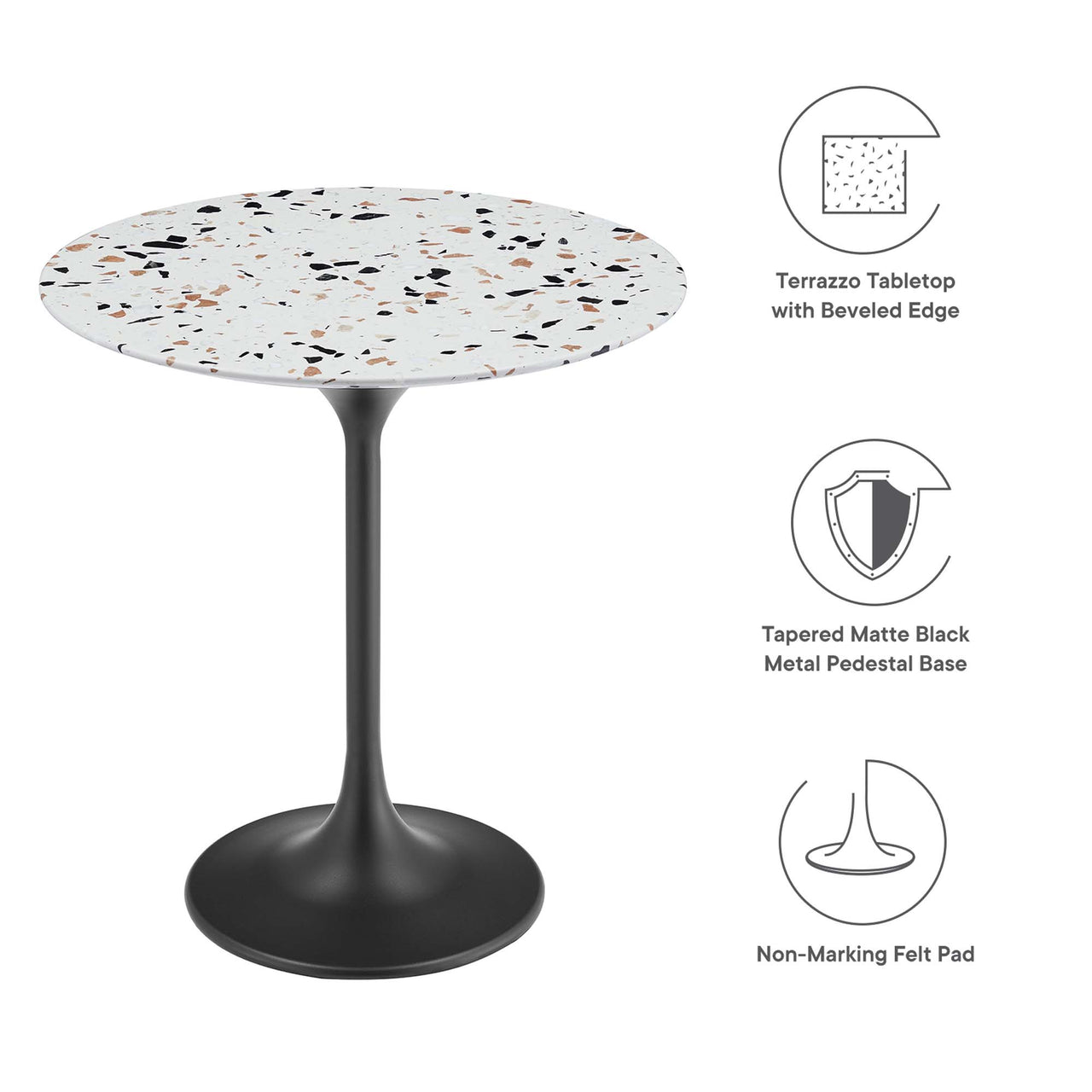 Ensemble Round Terrazzo Side Table, Black & Terrazzo